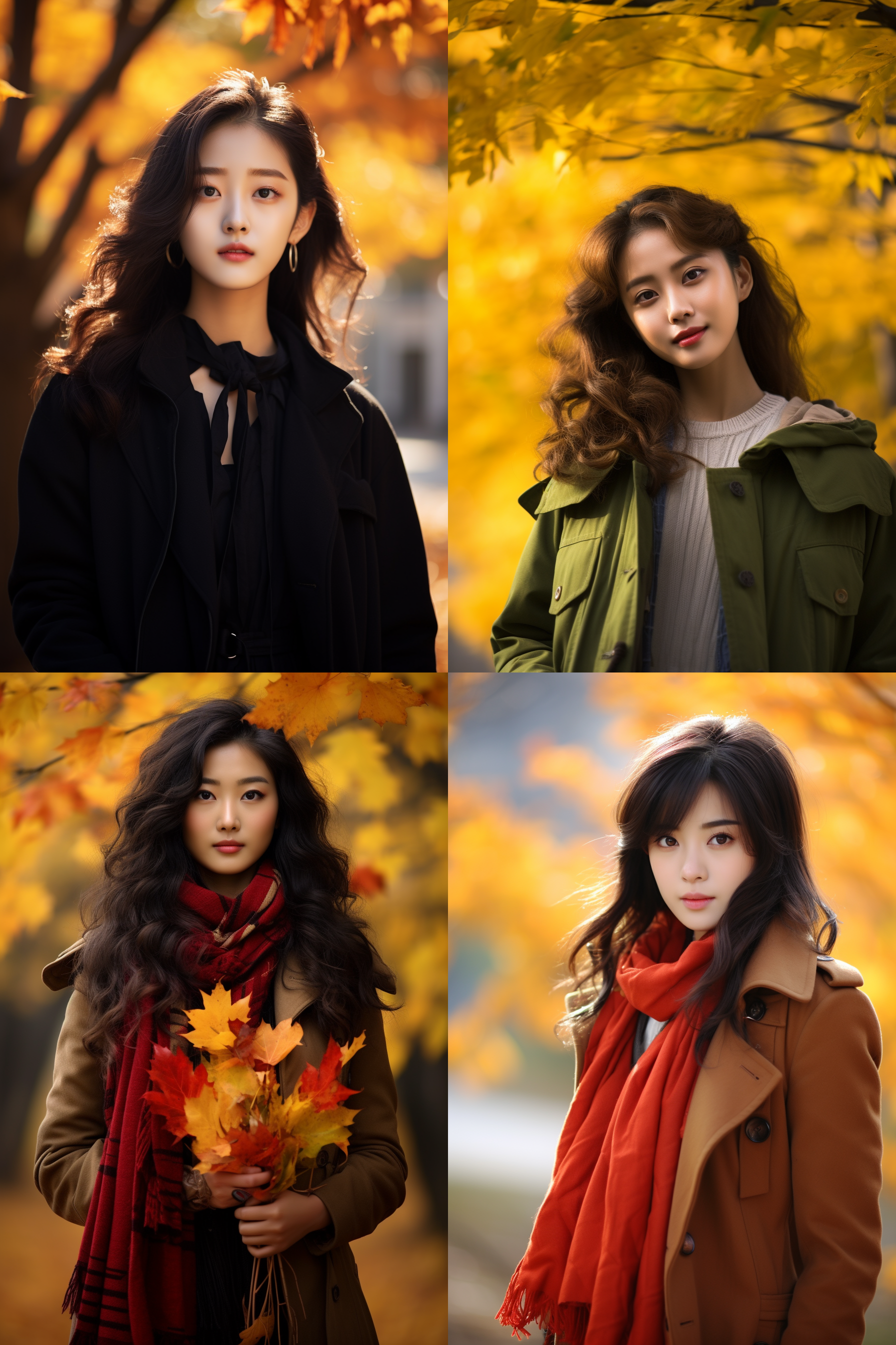 中国女孩人像，秋季户外，明亮环境，超高清摄影图