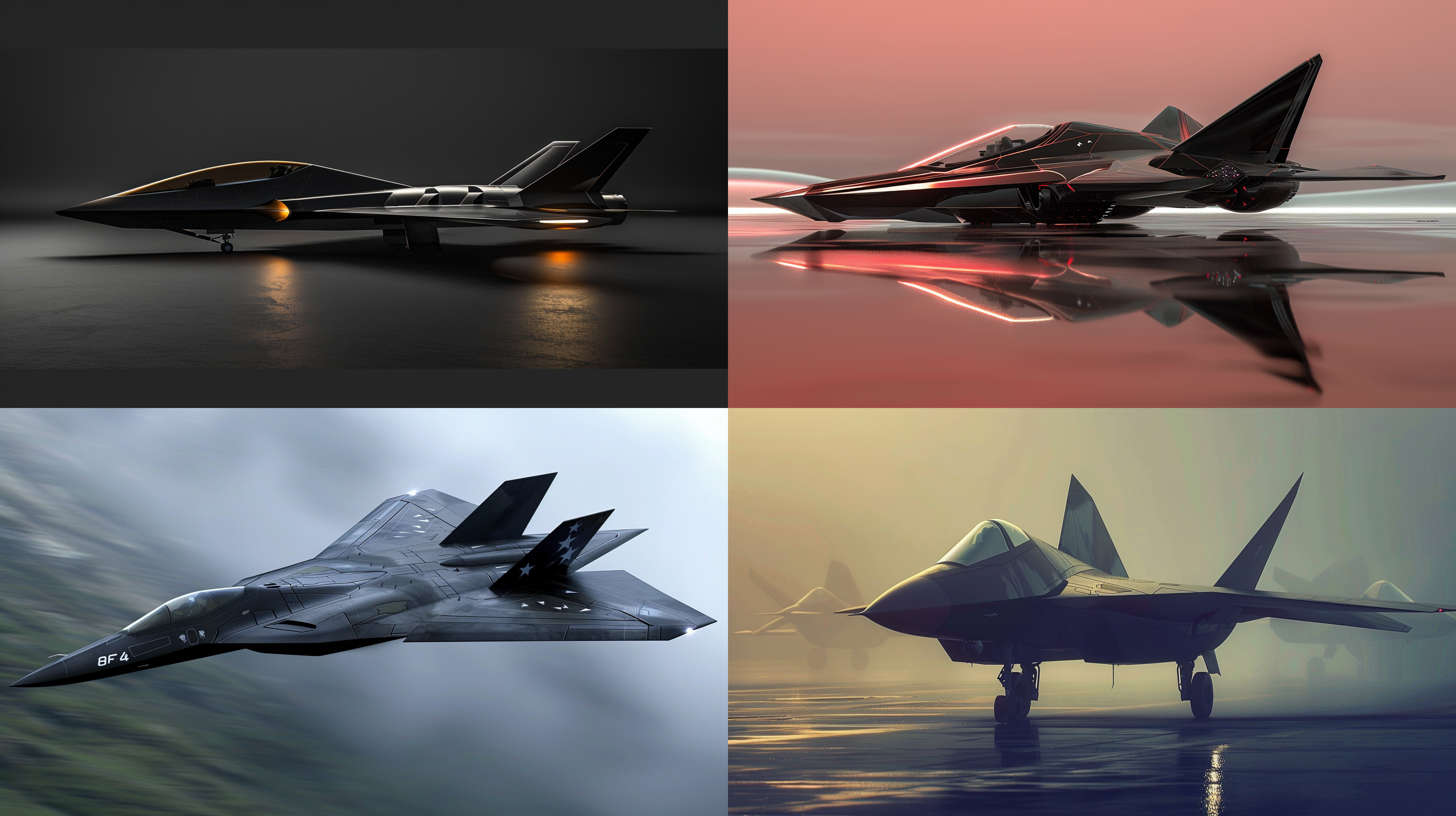 一部高科技战斗机，侧面