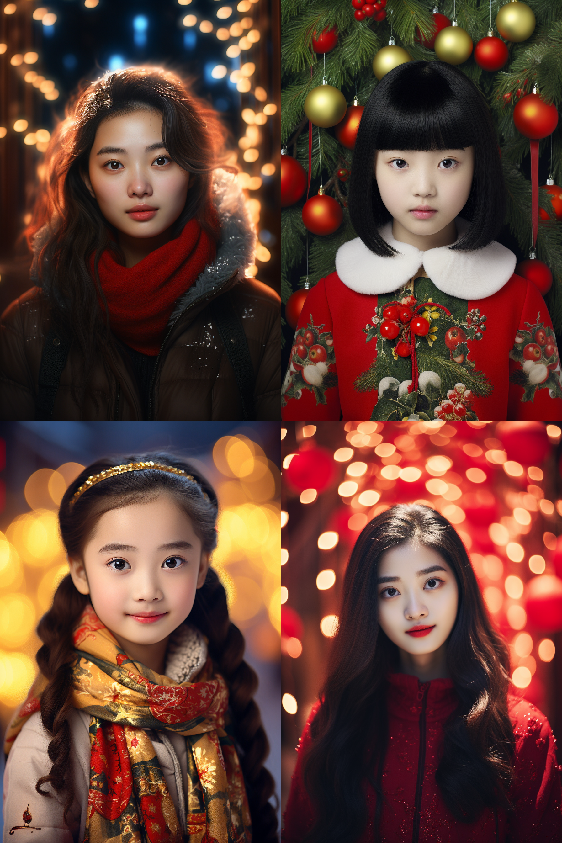 中国女孩人像，圣诞氛围，明亮环境，超高清摄影图