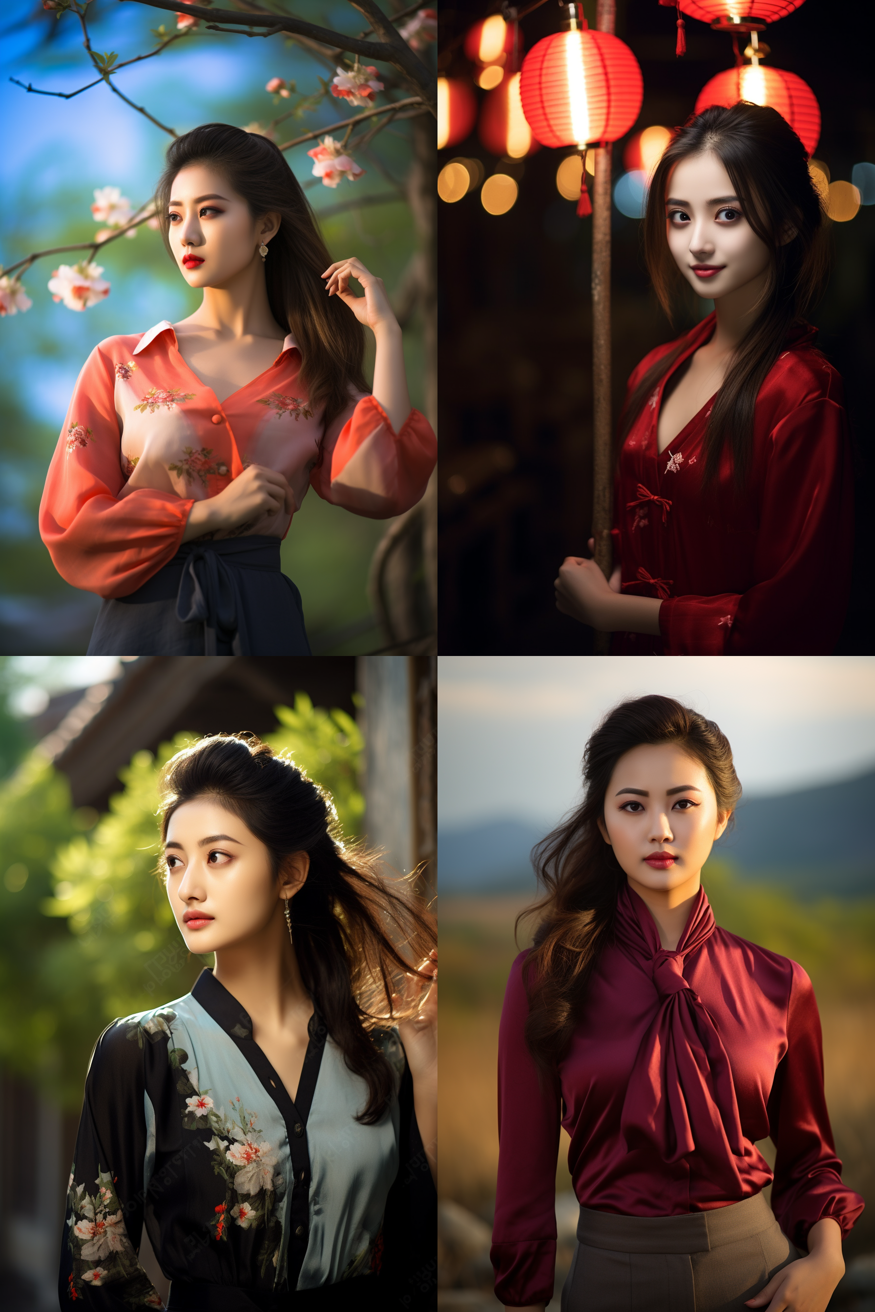 中国女孩，现代服饰，明亮光线，摄影图 清新自然，户外风景，肖像模式，中焦镜头，自然姿态，色彩鲜艳，快门优先，放松自然