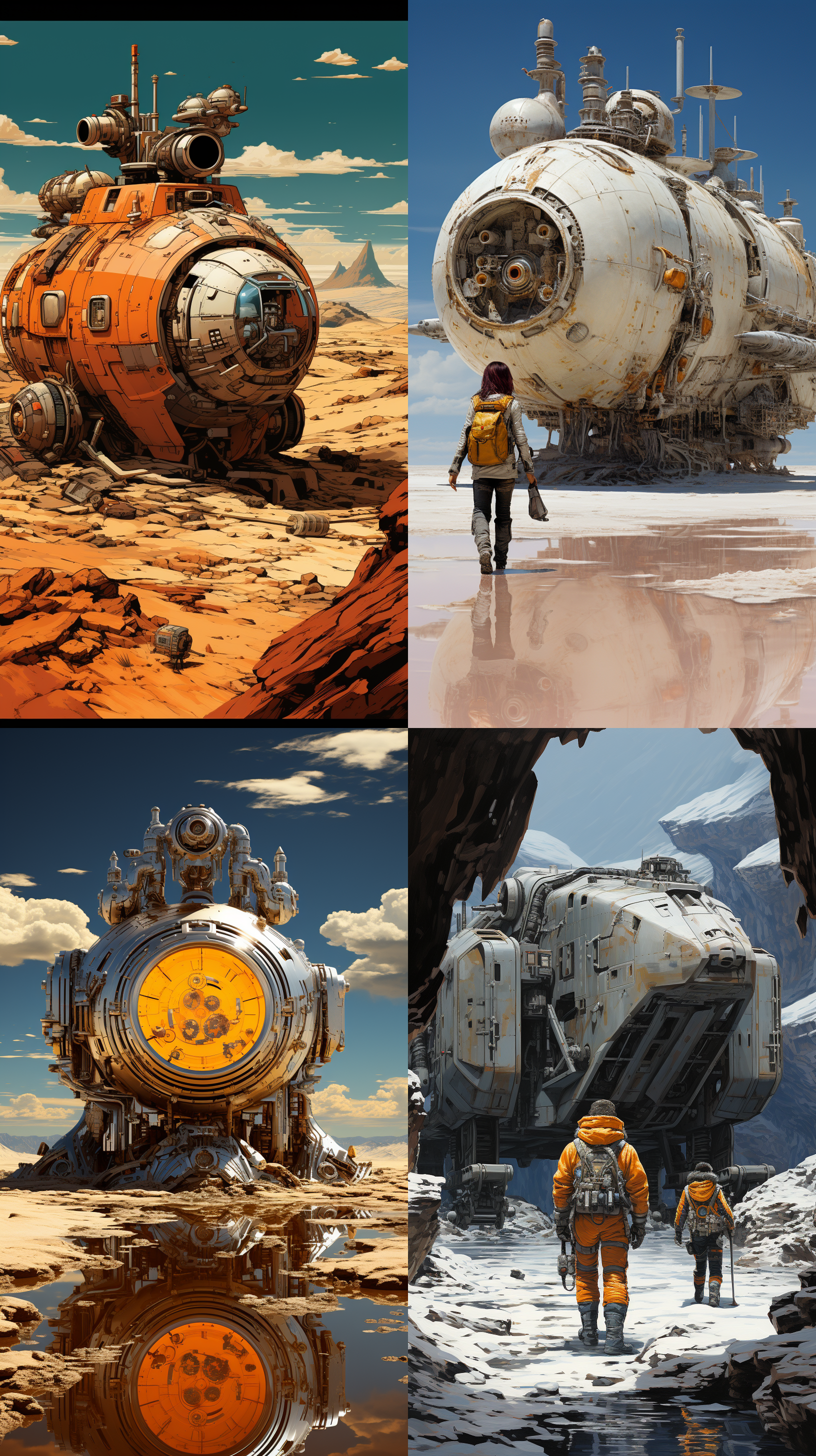 大师杰作，末日世界，穿越星际，孤单英雄，沙漠气候，星球战舰，飞船，摩托造型的飞行器，极端天气，by dan mcpharlin