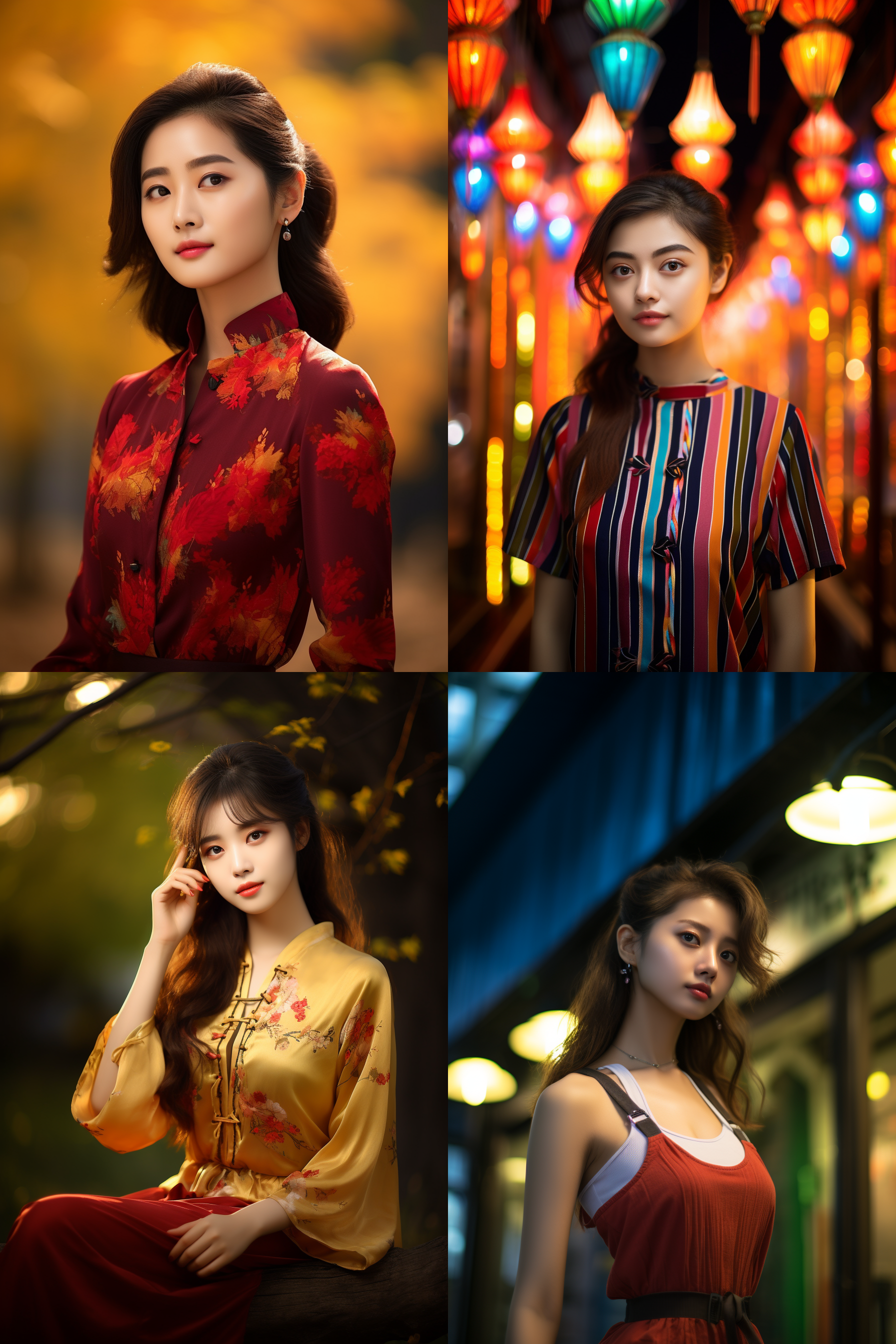 中国女孩，现代服饰，明亮光线，摄影图 清新自然，户外风景，肖像模式，中焦镜头，自然姿态，色彩鲜艳，快门优先，放松自然
