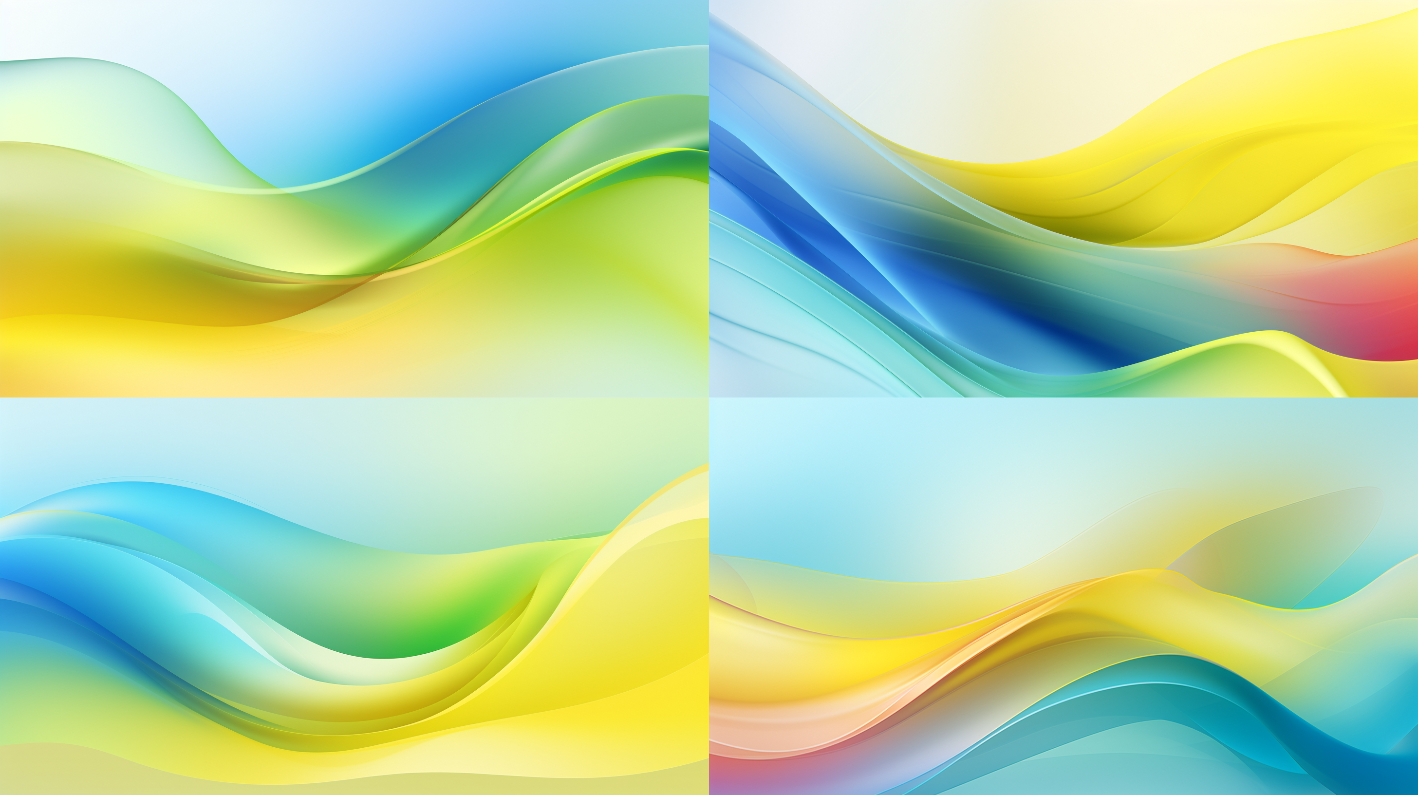 a colorful gradient pattern with colorful waves on a yellow and blue background, in the style of light green and light gray, 32k uhd, delicate flora depictions, intel core, graceful sculptures, pleasing sense of harmony, color splash