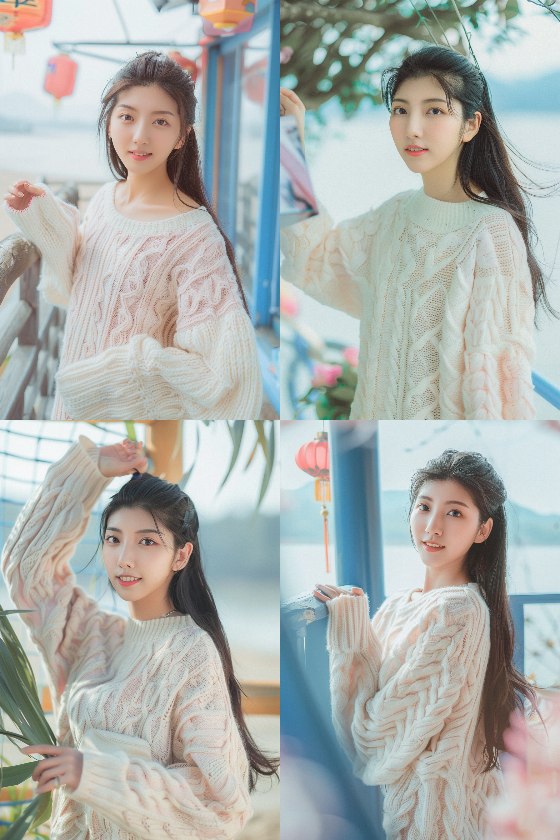 中国女孩，夏季服饰，夏日摄影，明亮光线， 清新自然，户外风景，肖像模式，中焦镜头，自然姿态，