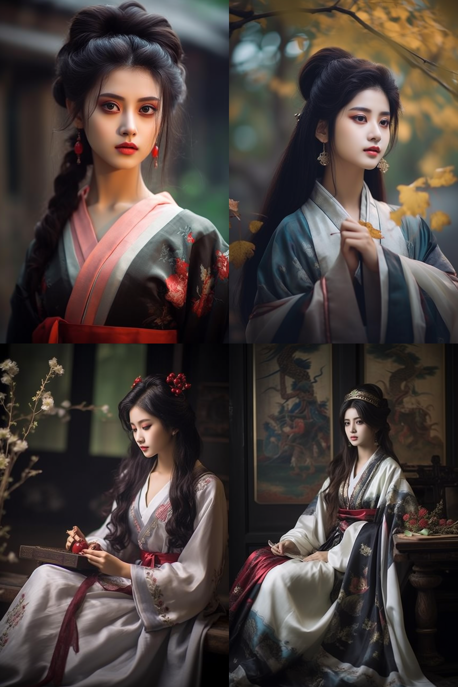 汉服女孩，摄影图