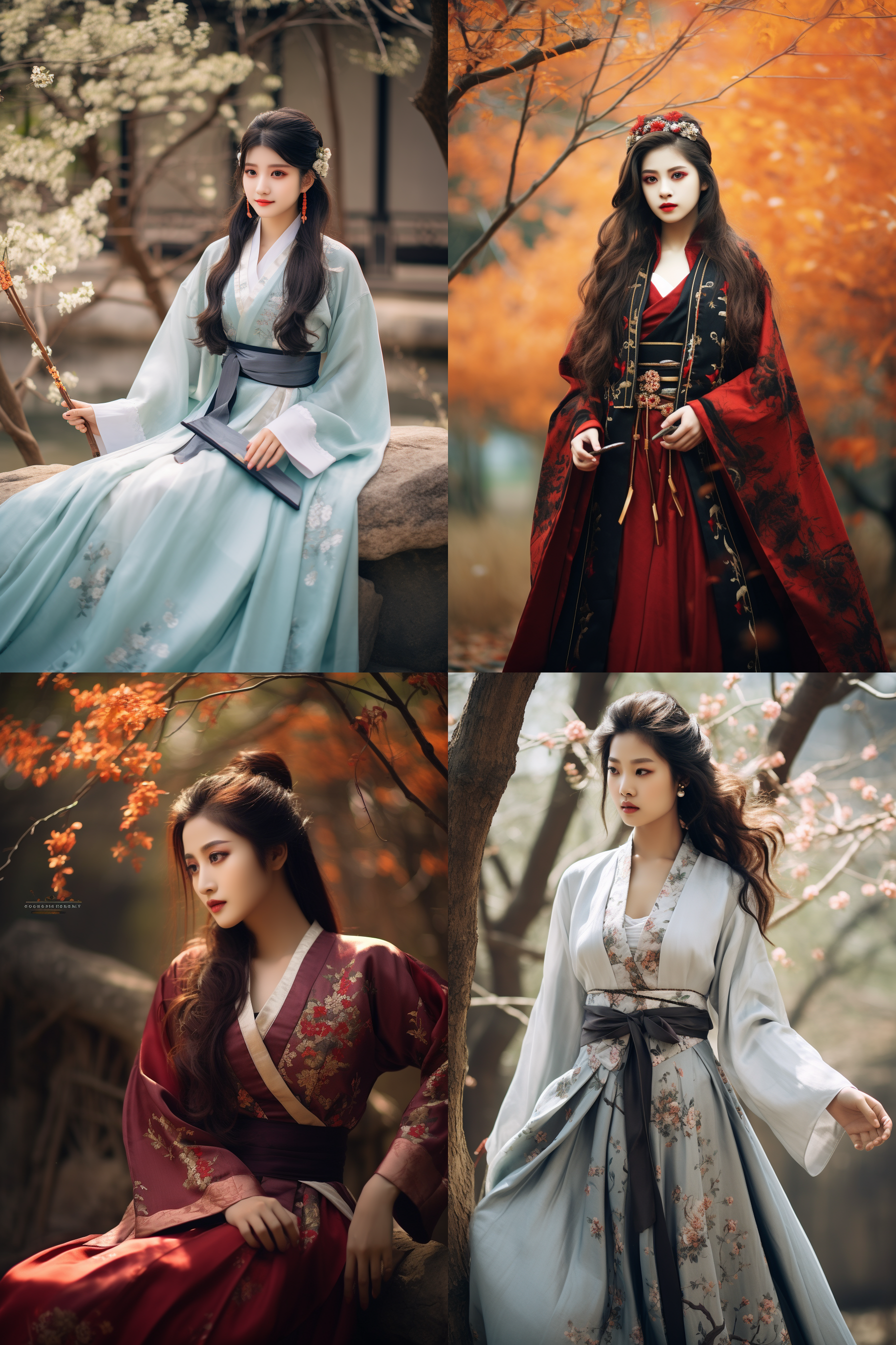 汉服女孩，摄影图
