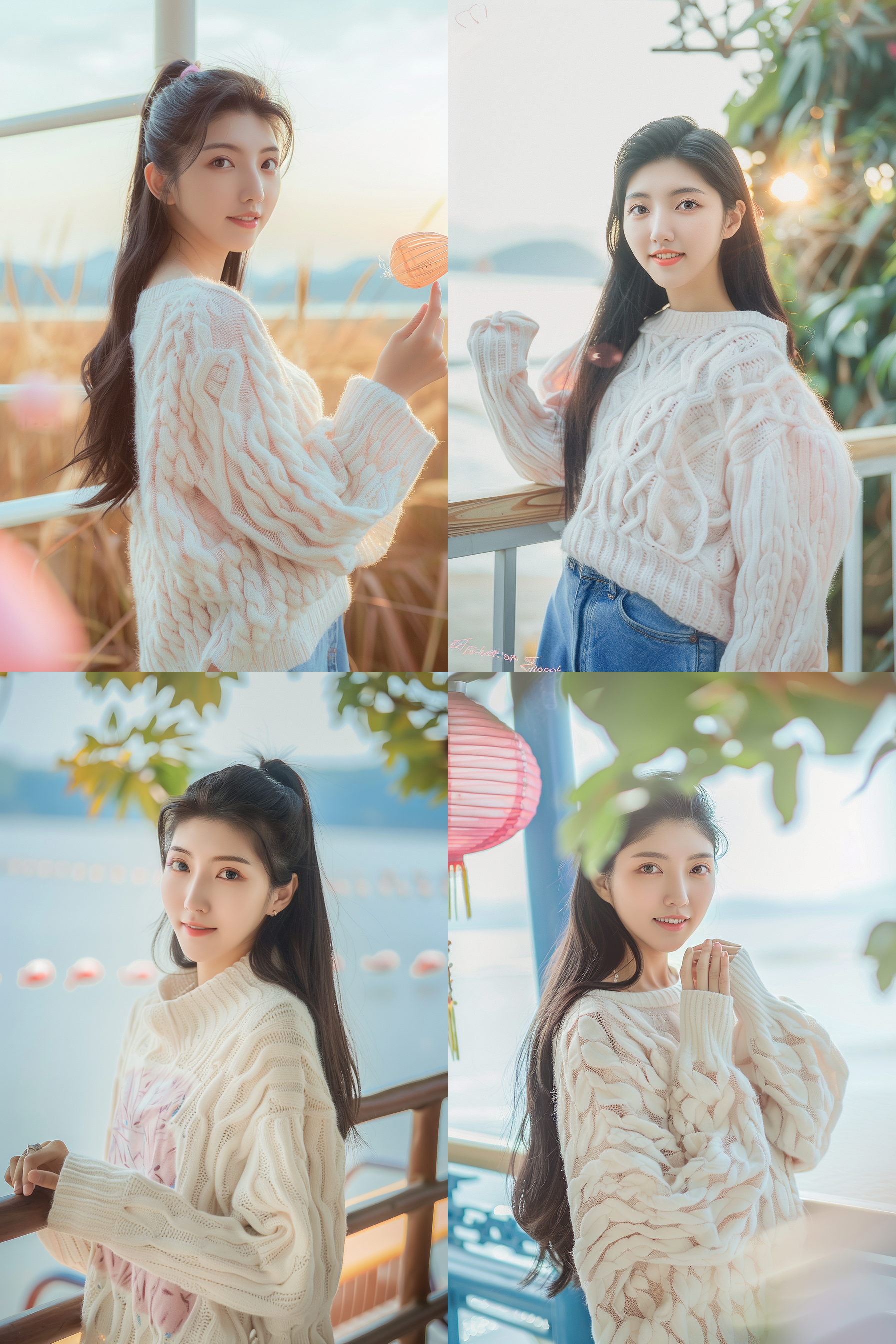 中国女孩，夏季服饰，夏日摄影，明亮光线， 清新自然，户外风景，肖像模式，中焦镜头，自然姿态，