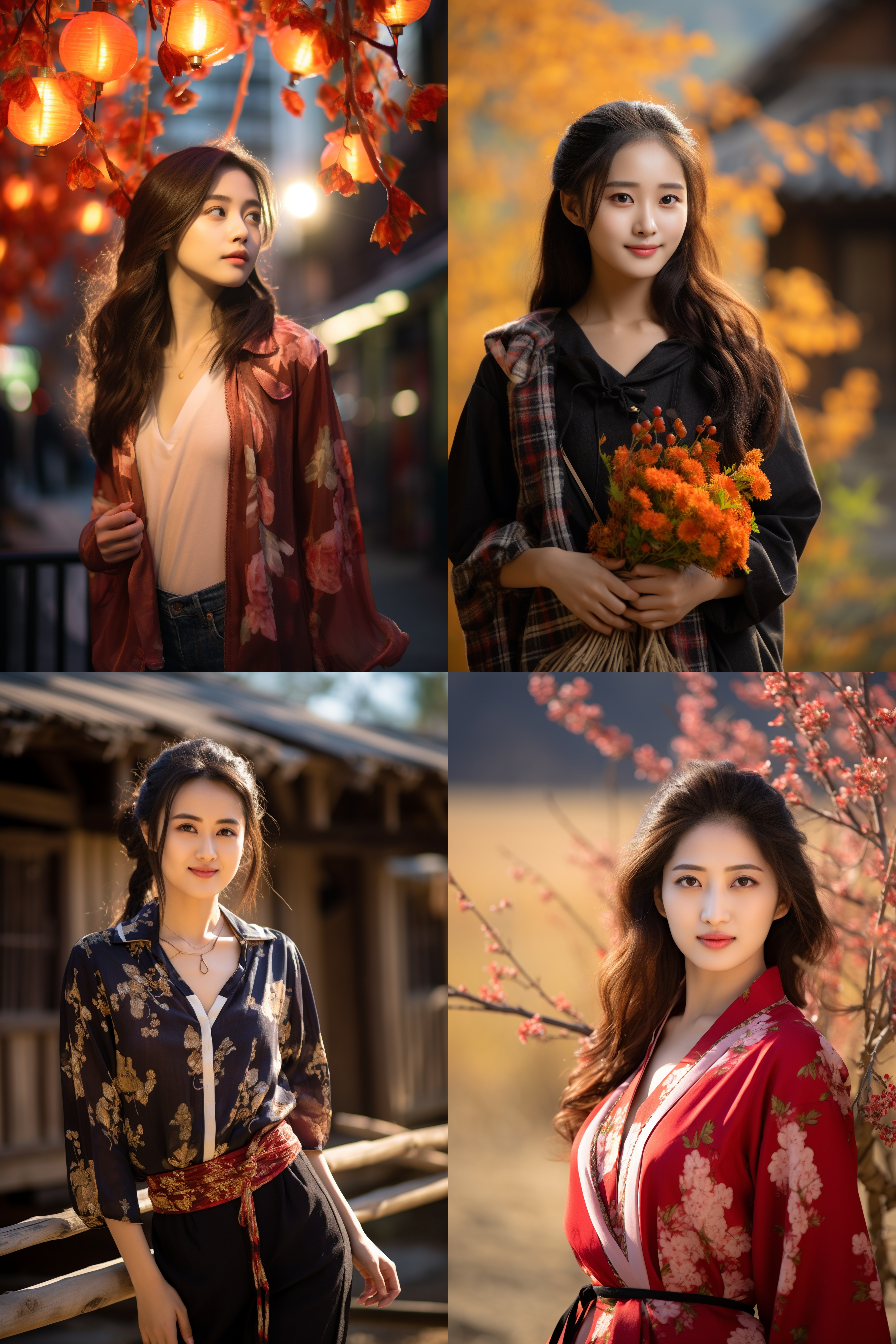 中国女孩，现代服饰，明亮光线，摄影图 清新自然，户外风景，肖像模式，中焦镜头，自然姿态，色彩鲜艳，快门优先，放松自然