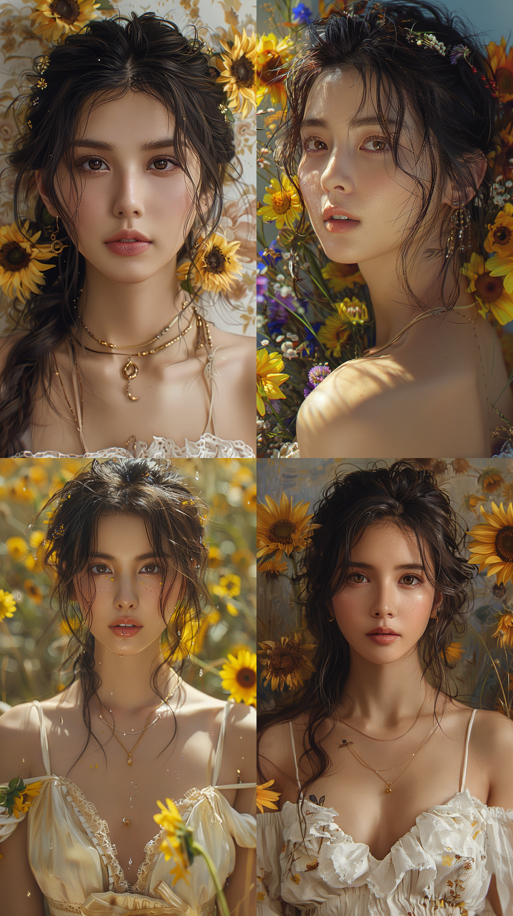 给中国女明星angelababy 杨颖画一副肖像画,风格是梵高的向日葵风格