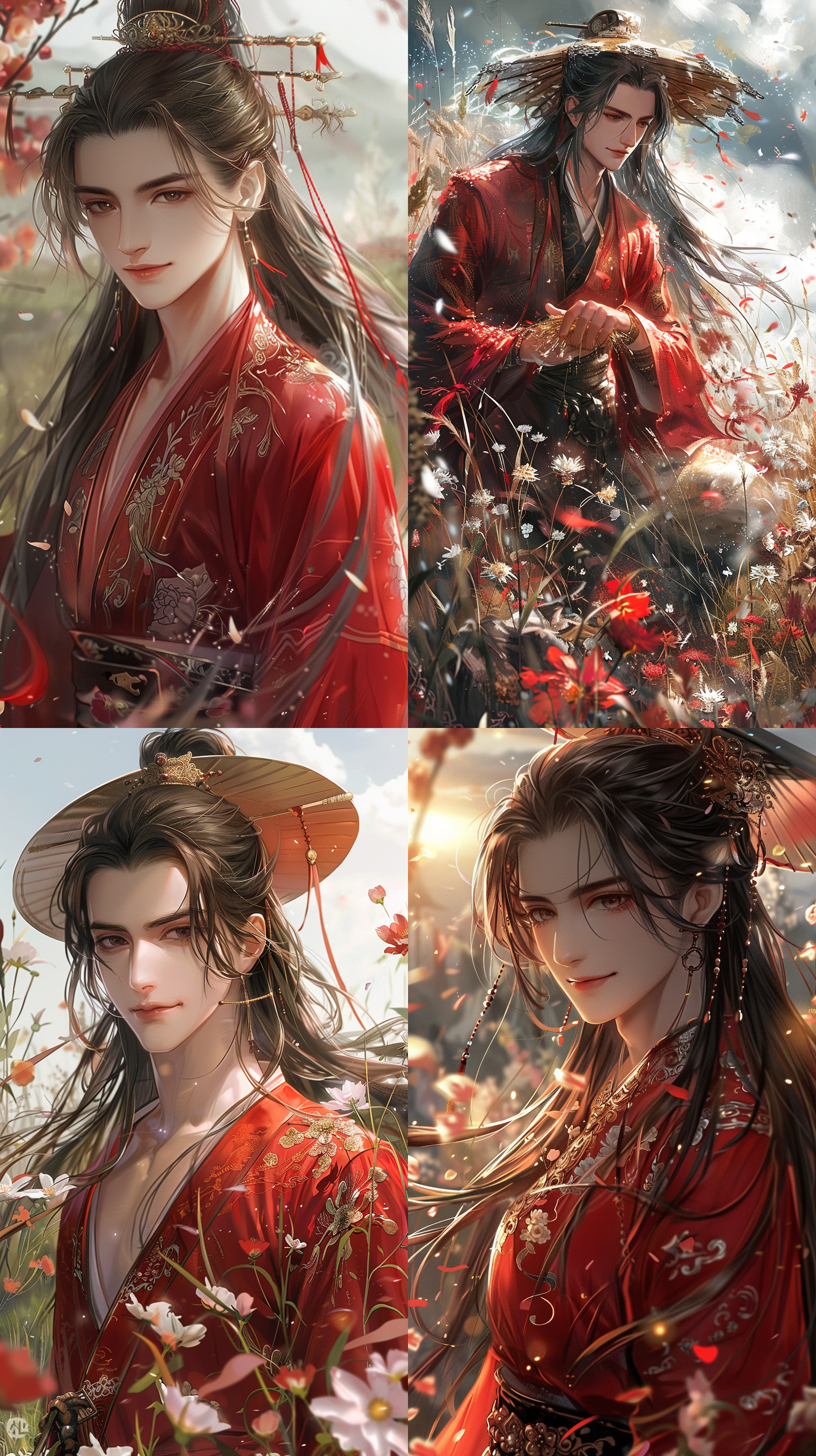 新白洋工，穿着红色工作服和黄色帽子，在花田中心灿烂微笑。明亮场景，充满童趣，活力色彩，柔和光线。宜人风景，盛开多彩花朵，营造欢快氛围。,shin chan, 红色工作服, 黄色帽子, 花田, 童趣, 活力色彩, 柔和光线, 欢快, 新白洋工。
