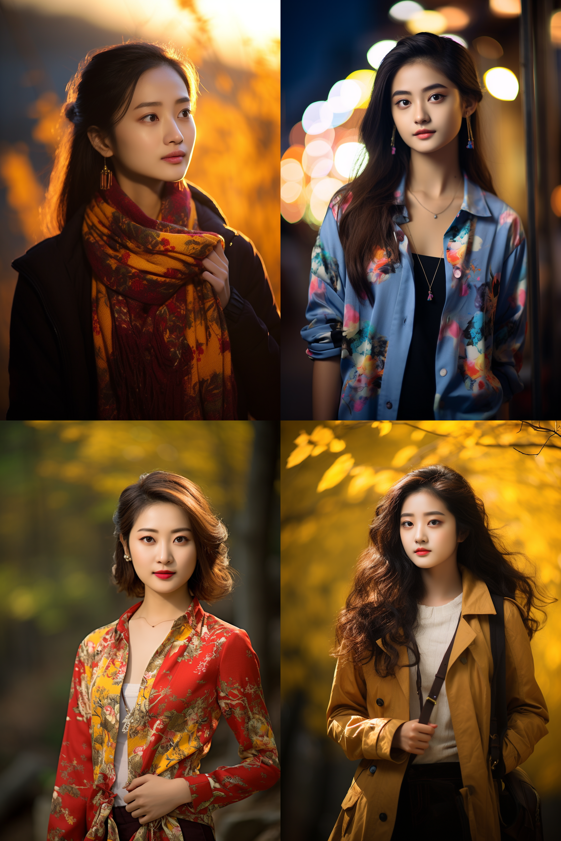 中国女孩，现代服饰，明亮光线，摄影图 清新自然，户外风景，肖像模式，中焦镜头，自然姿态，色彩鲜艳，快门优先，放松自然
