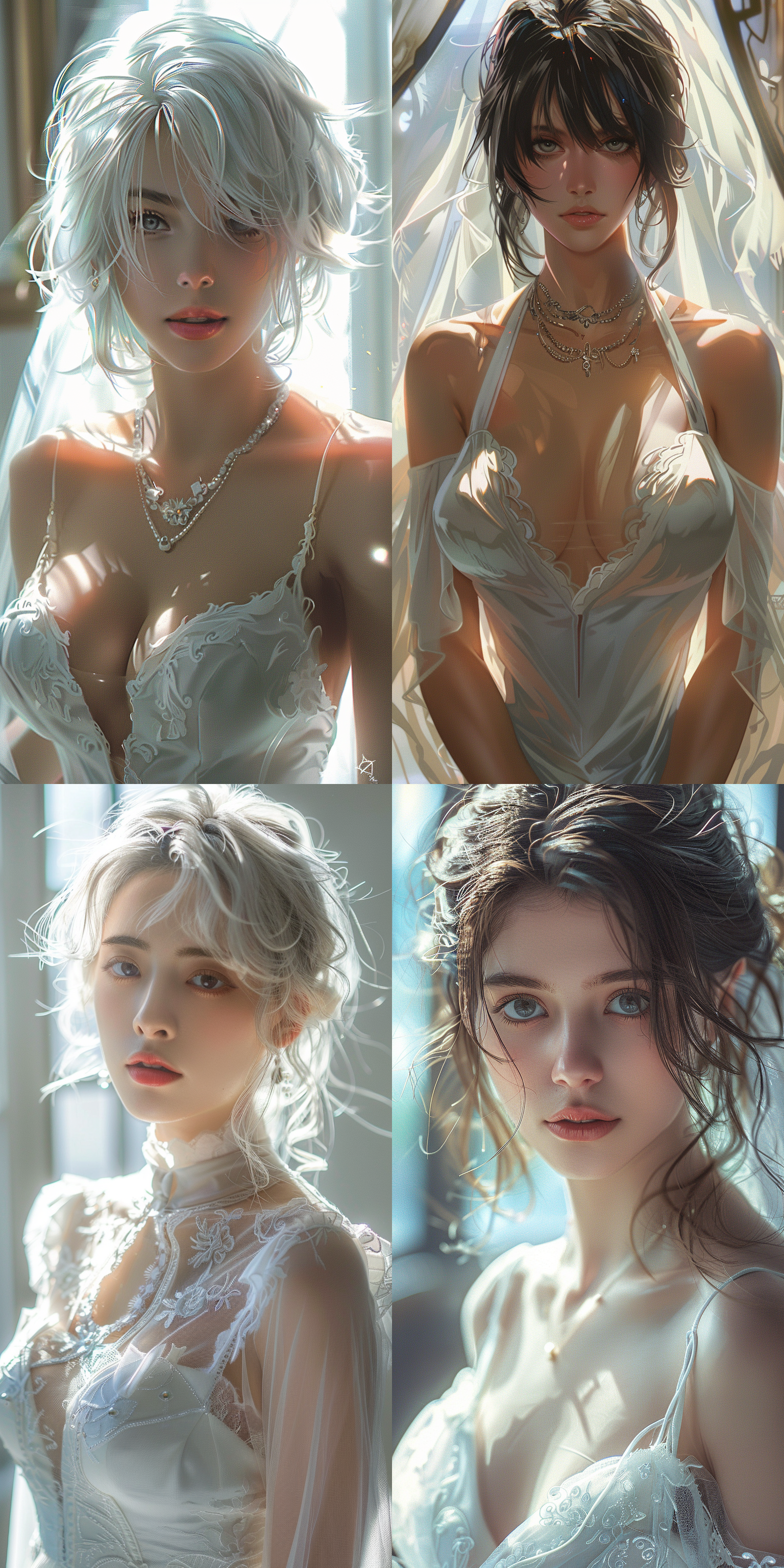 mai,king of fighters,wedding photos, white wedding dress, gentle light shining on the hair, looking at the camera,8k.