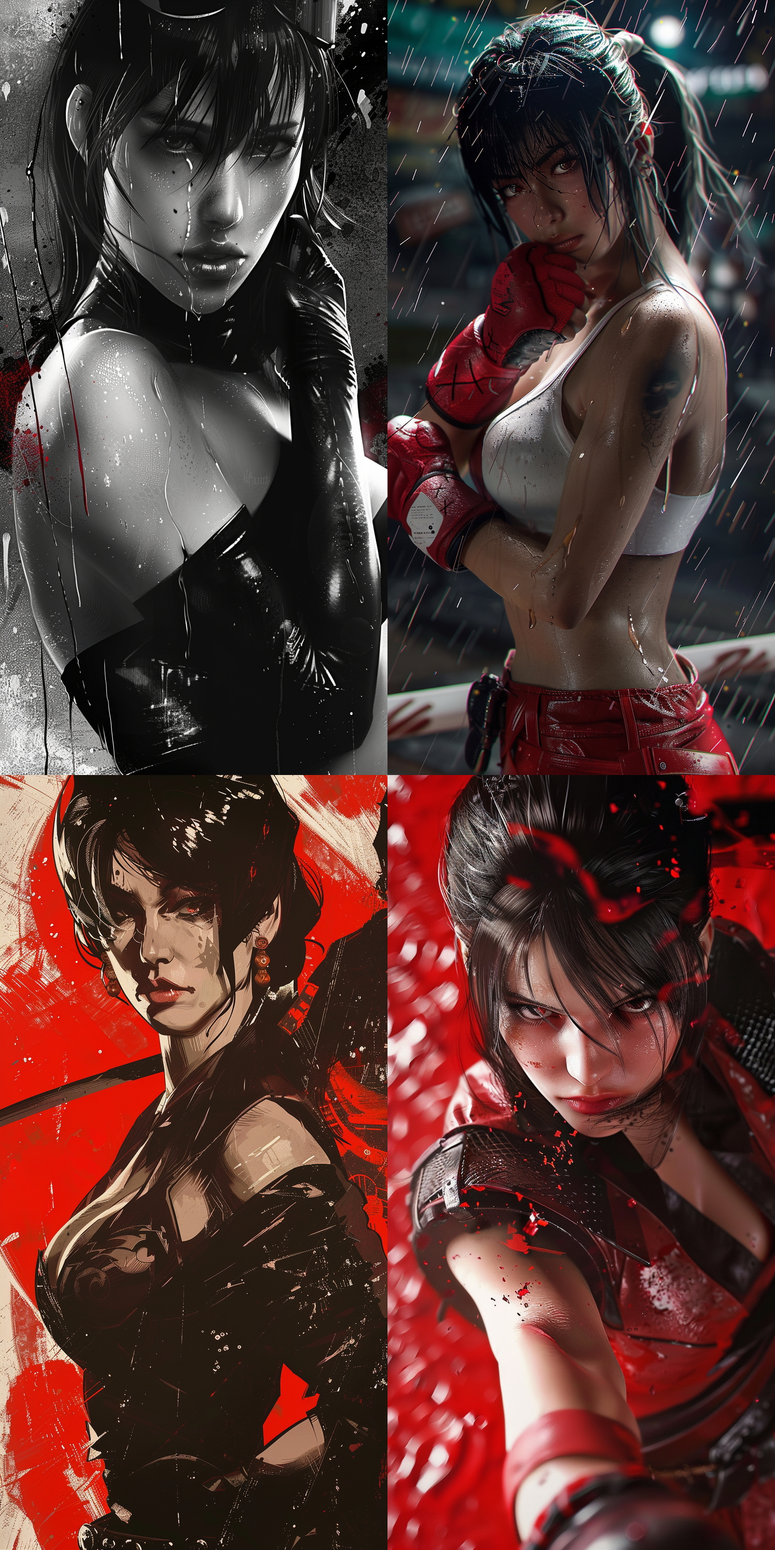 mai,king of fighters,white skin,milking,sin city movie poster,16k.
