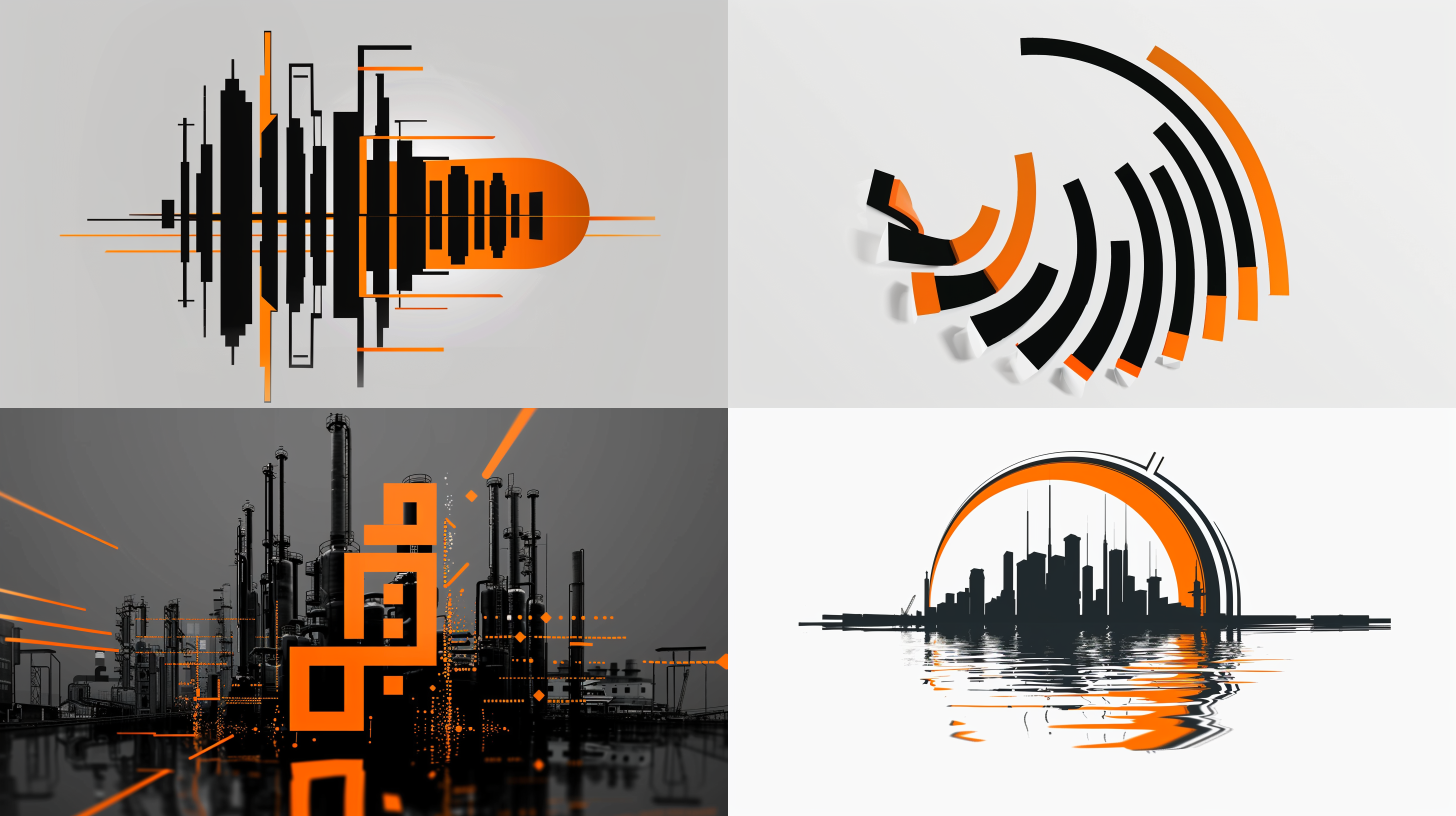 设计一个logo, 工业行业使用，橘色和黑色还有白色来设计