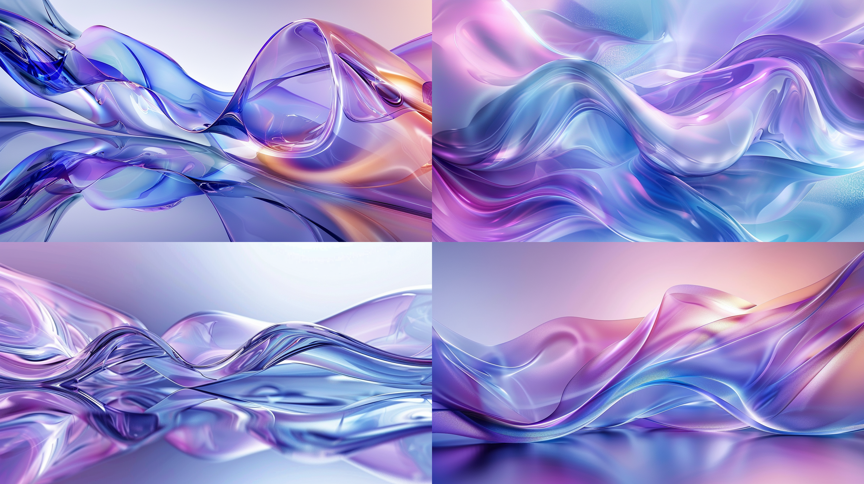 abstract blue and purple abstract background, frosted glass effect, crystal glass material, with futuristic colored waves, sparkling water reflection, transparent, in the style of smooth and curved lines, light white, 8k resolution, dariusz klimczak, transparent layers, jean-joseph benjamin-constant