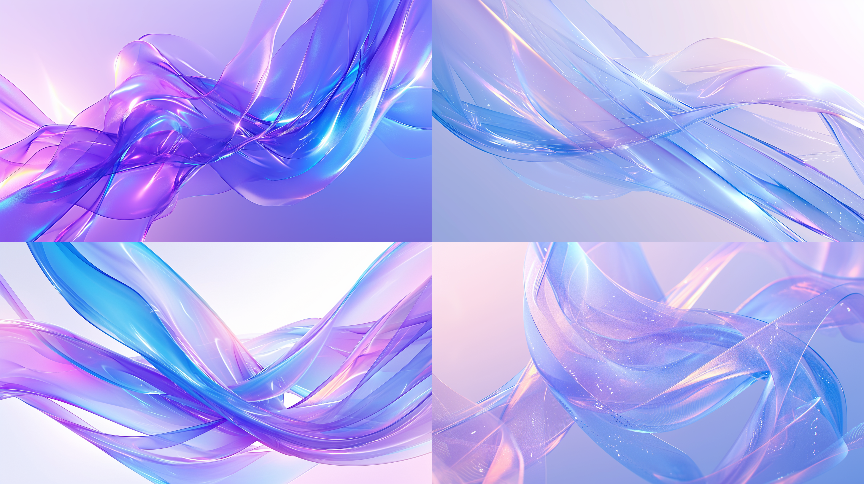 abstract blue and purple abstract background, frosted glass effect, crystal glass material, with futuristic colored waves, sparkling water reflection, transparent, in the style of smooth and curved lines, light white, 8k resolution, dariusz klimczak, transparent layers, jean-joseph benjamin-constant
