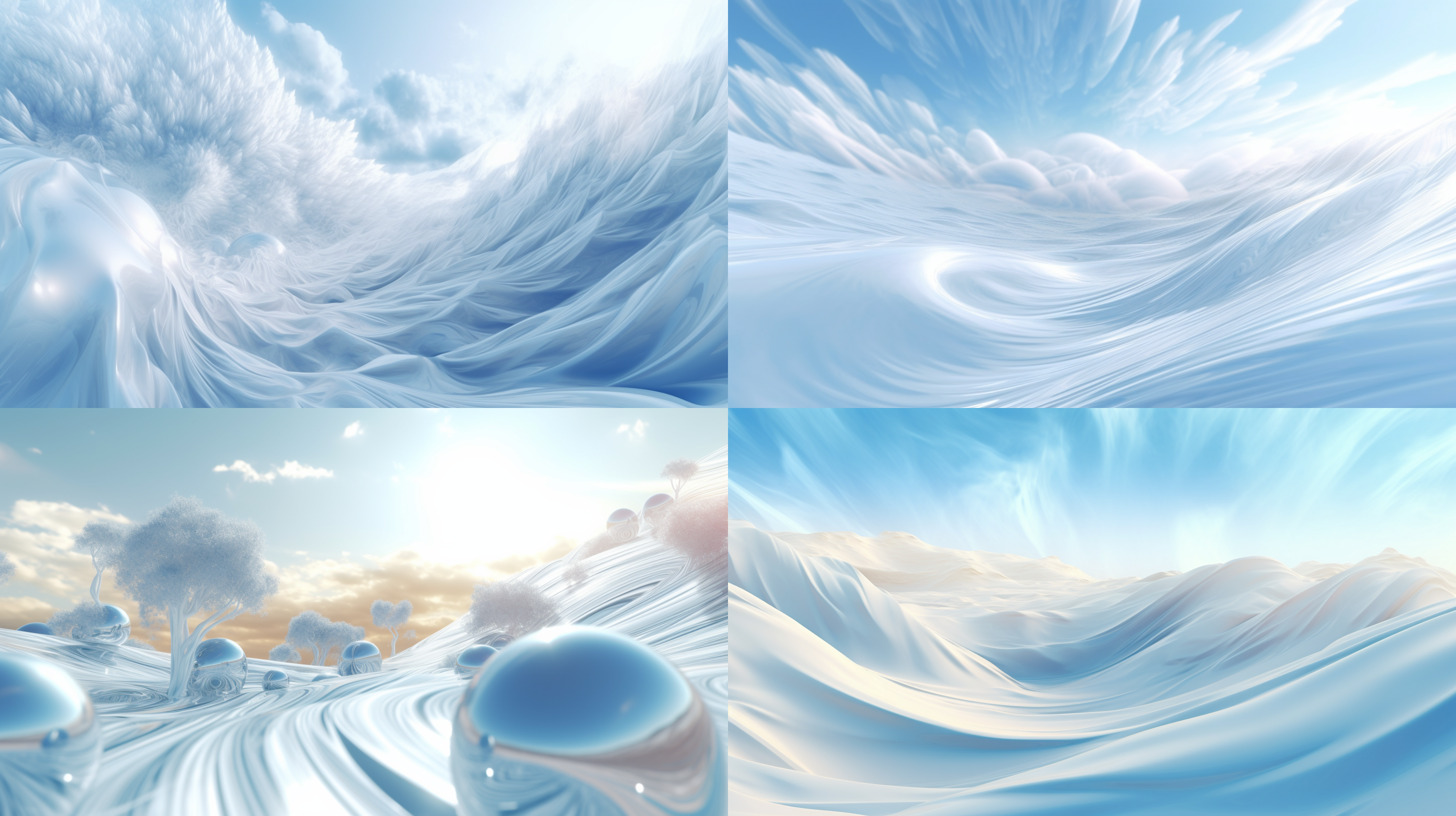an abstract shot of sunlight and light, in the style of light sky-blue and light white, spiritual resonance, rendered in cinema4d, ethereal escapism, light-filled landscapes