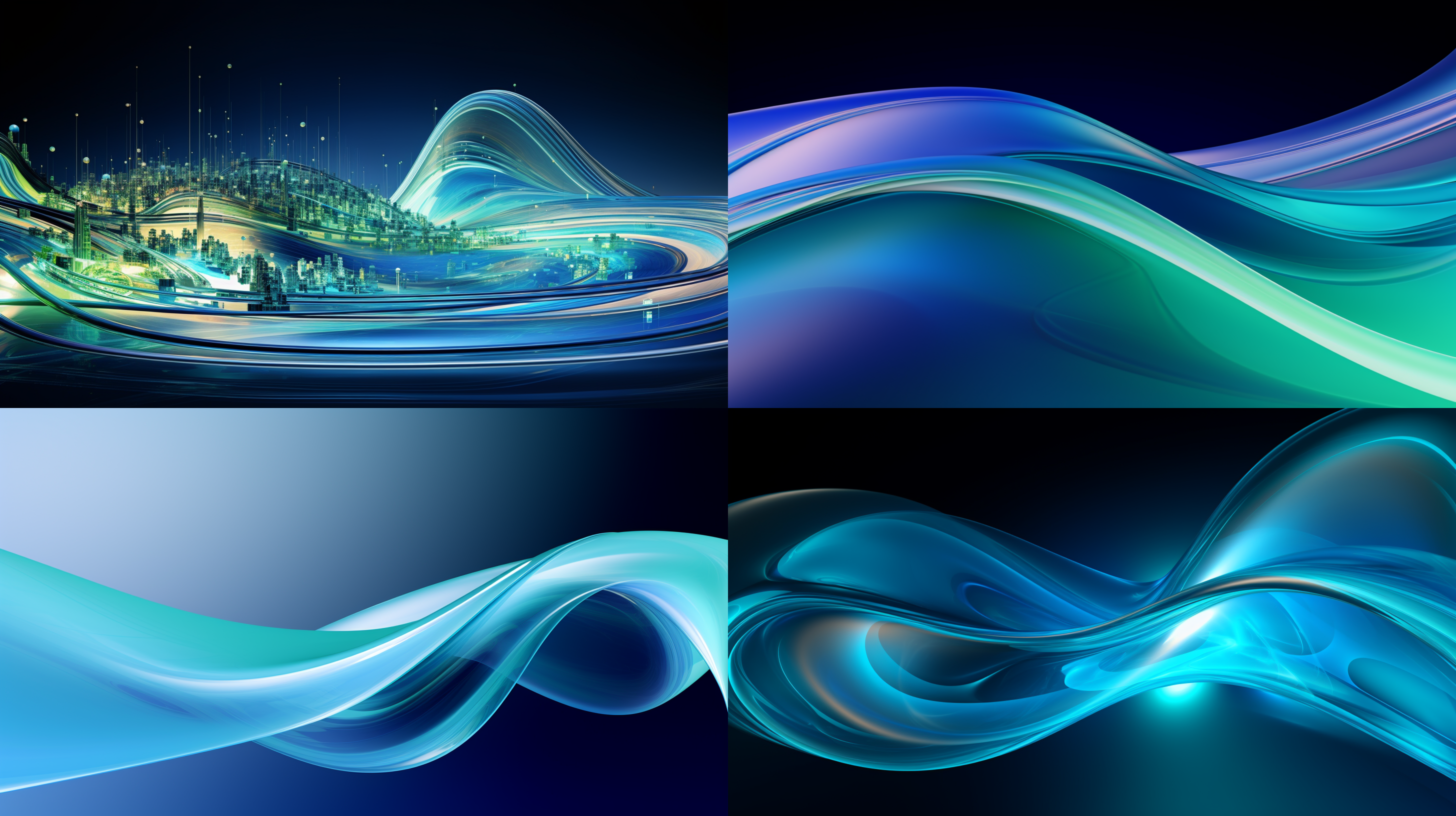 the blue background has two swirled shapes, there is no content in the upper half, in the style of internet academia, high horizon lines, chemical reactions, ps1 graphics, vibrant worlds, translucent water, central curved three-dimensional arc, curve shapes, blue-green