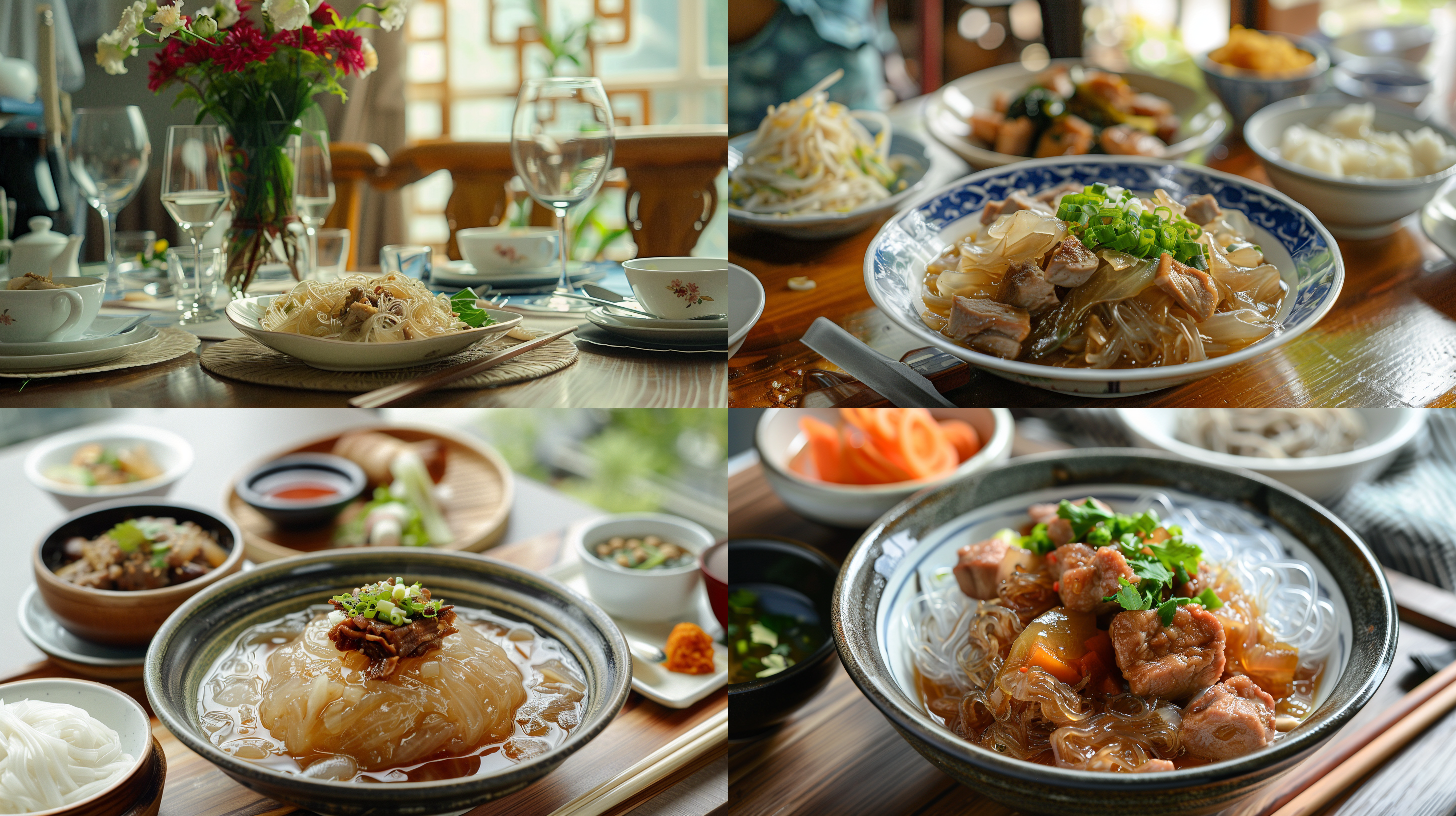 白菜猪肉炖粉条，中午，餐桌 照片写实