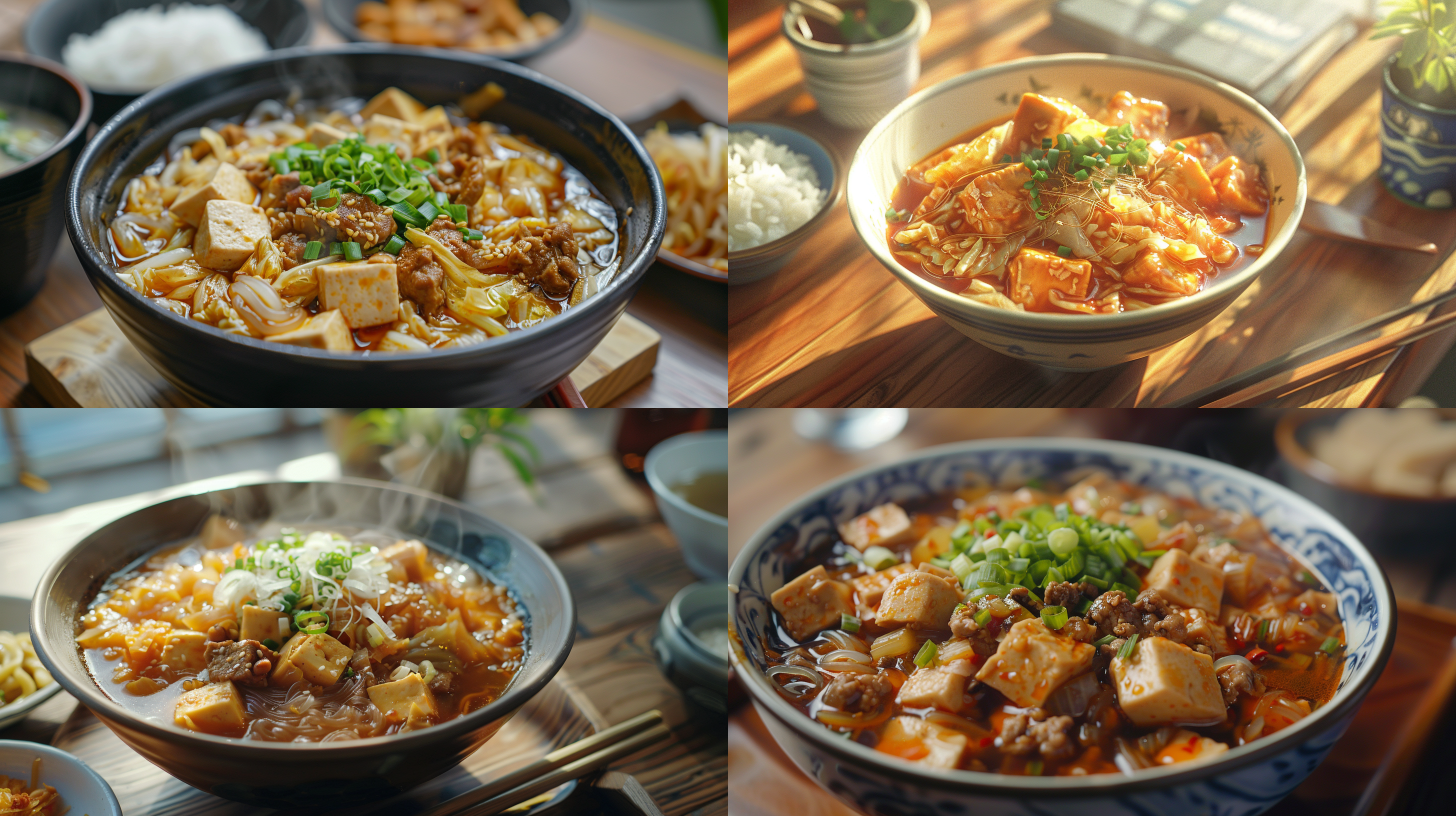 一碗粗粮饭，白菜猪肉豆腐炖粉条，中午，餐桌 照片写实