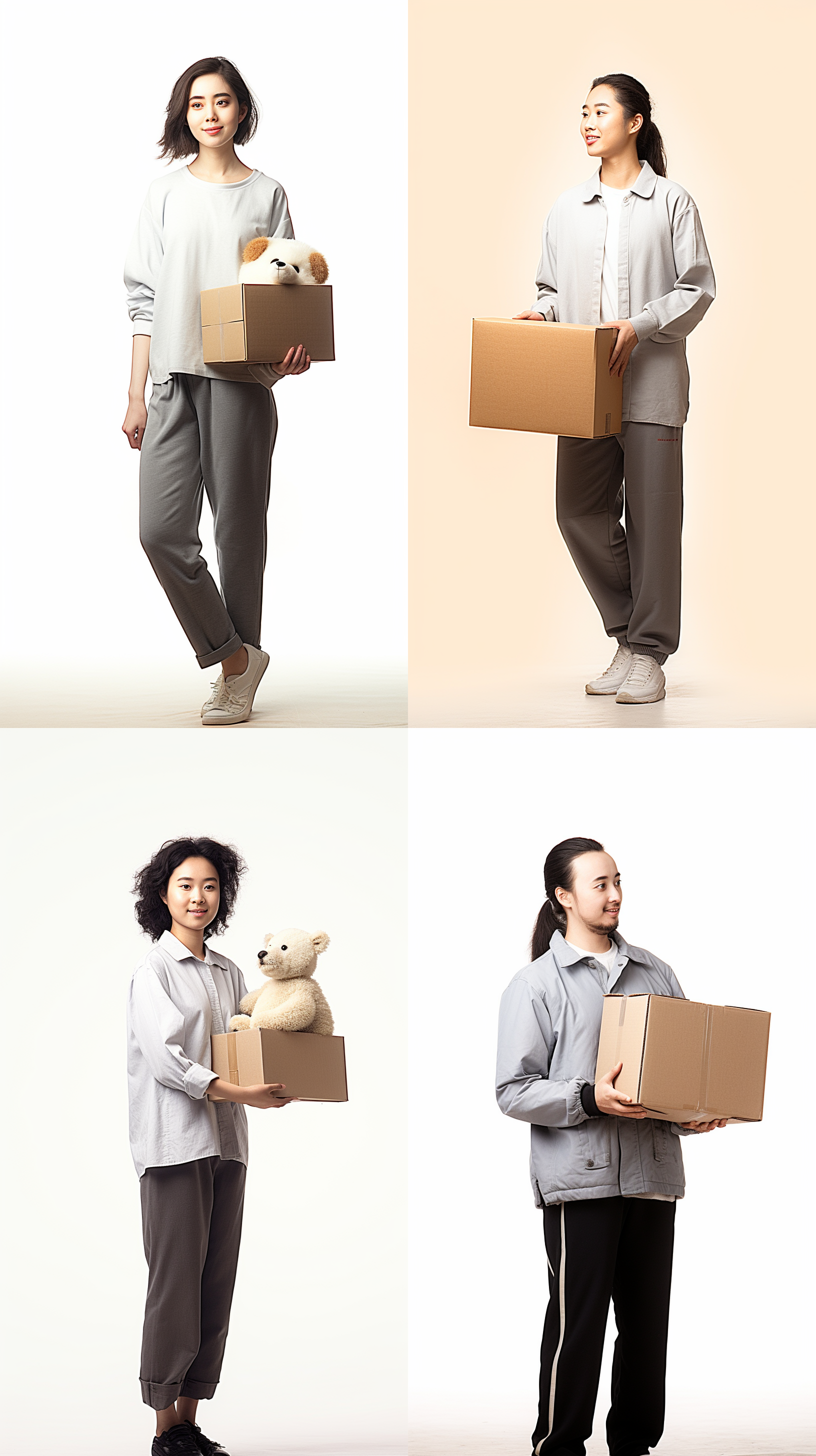 全身，休闲装，侧脸，捧着大熊猫，自然光，柔光 portrait, casual wear, profile, holding giant panda, natural light, soft light 全身