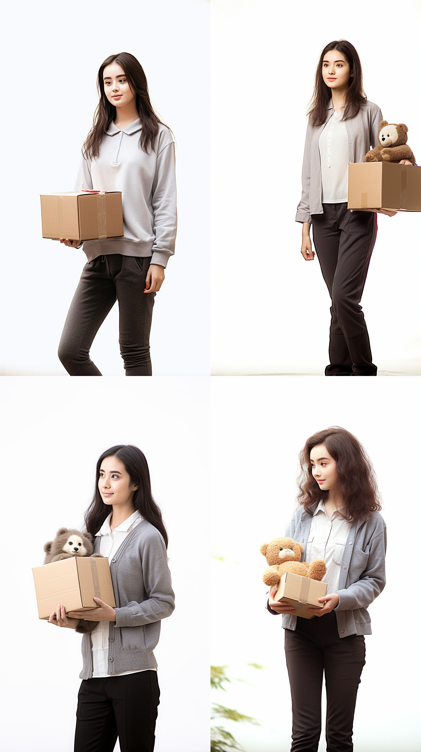 全身，休闲装，不露脸，捧着大熊猫，自然光，柔光 portrait, casual wear, holding a giant panda, natural light, soft light, full body, no face, outdoors, warm colors, shallow depth of field, emotional. 全身