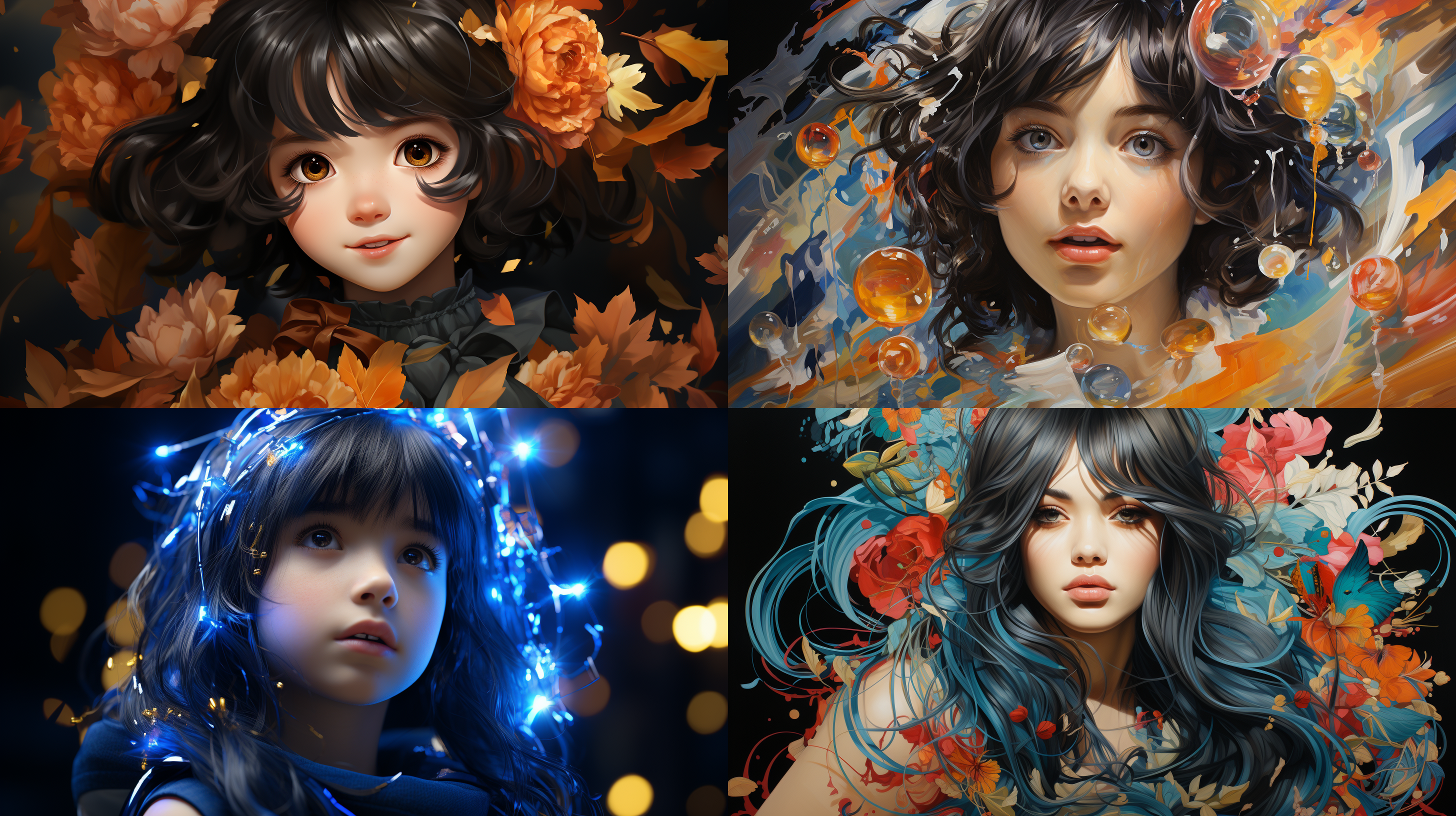 少女在梦幻环境中，色彩丰富，风格仿宫崎骏，柔和线条，聚焦于面部表情，16:9宽屏幕比例，niji 5色彩，梦幻氛围，明亮色彩，软线条，主题情感。