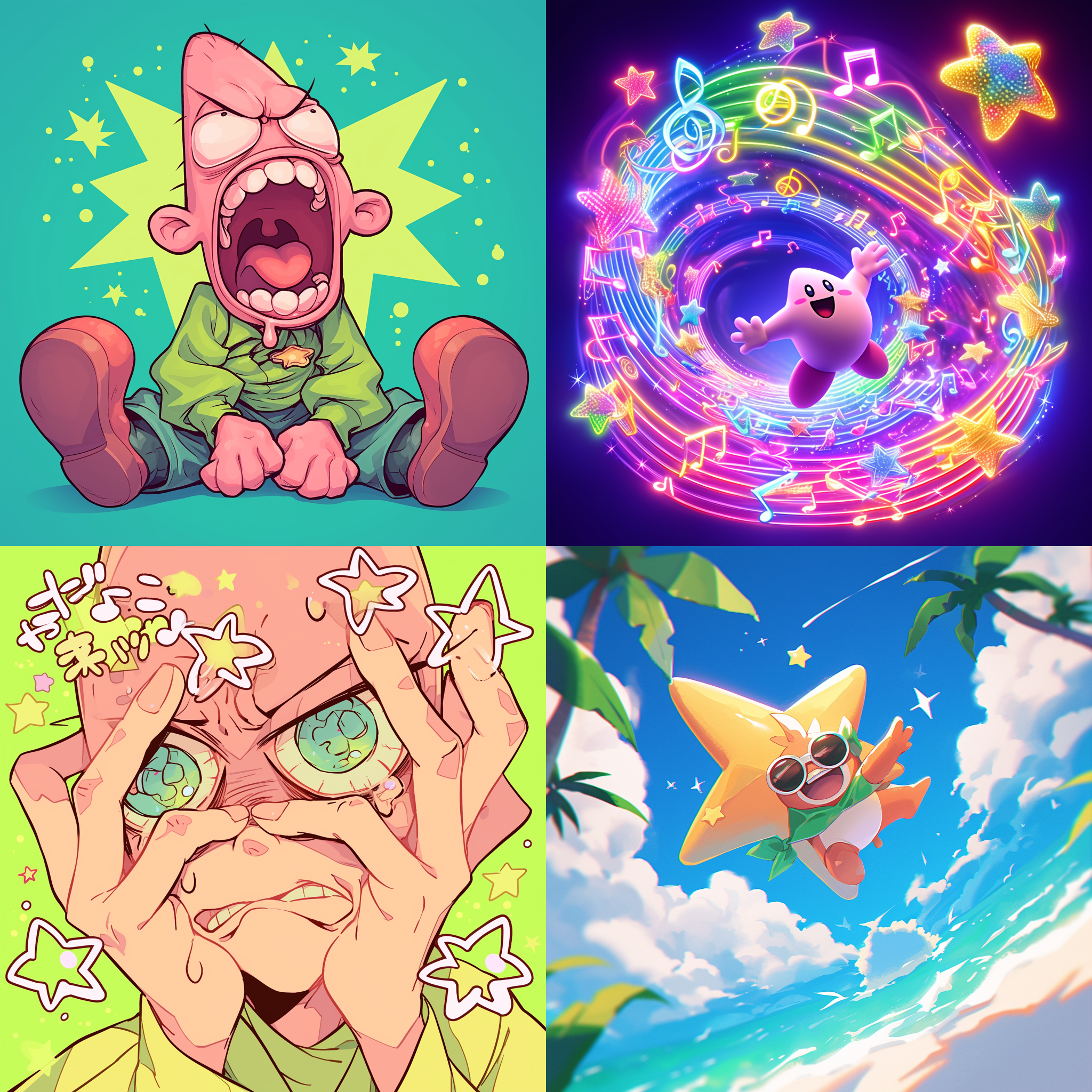 派大星，表情非常夸张，bright colors, bright lighting, frontal view, up photography, ultra fine, ultra clear, ultra high resolution, ultra high quality, ultra high definition,4k