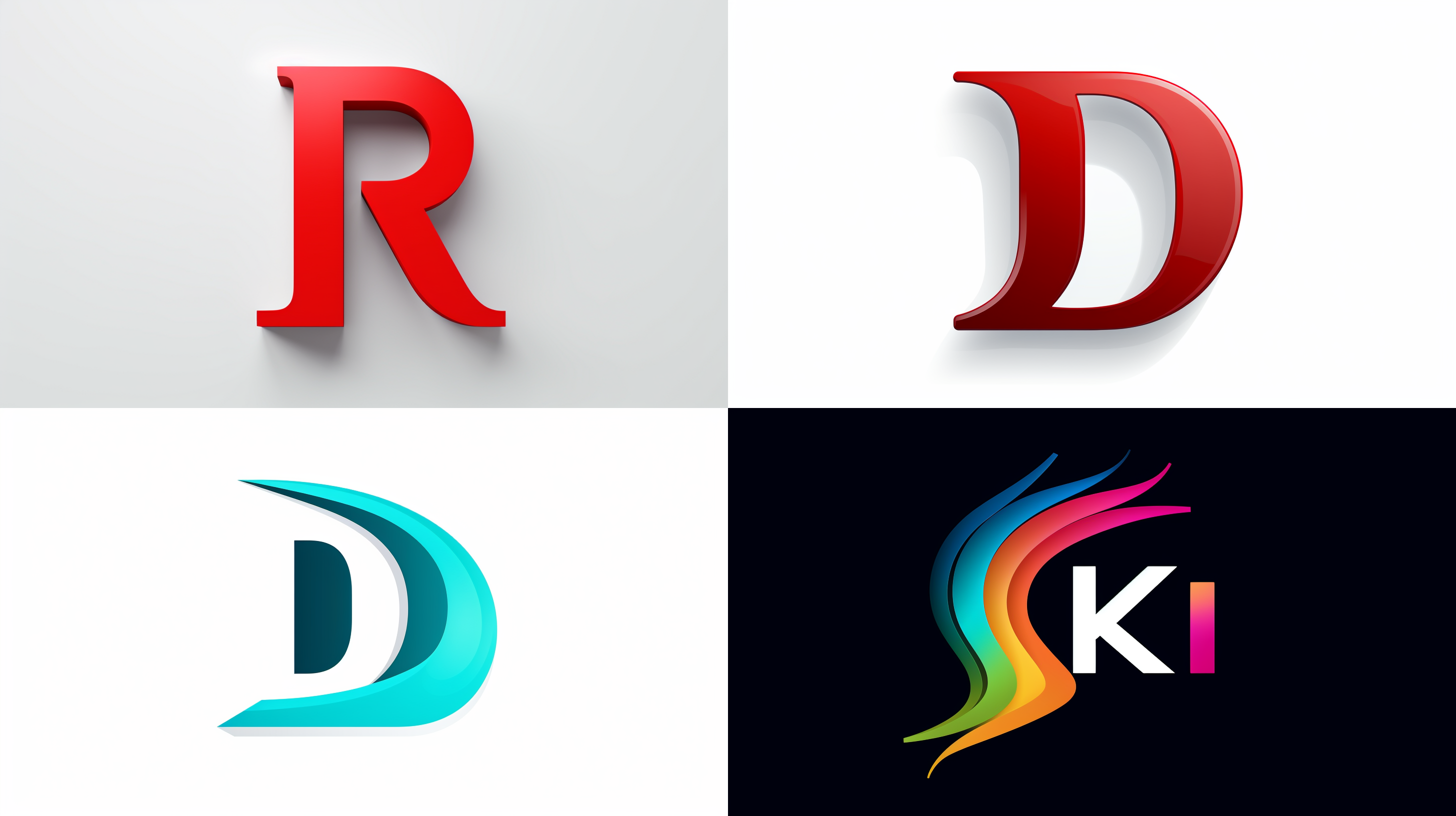 用大写字母“d”“i”“r”设计一个logo,背景白色，扁平风格。