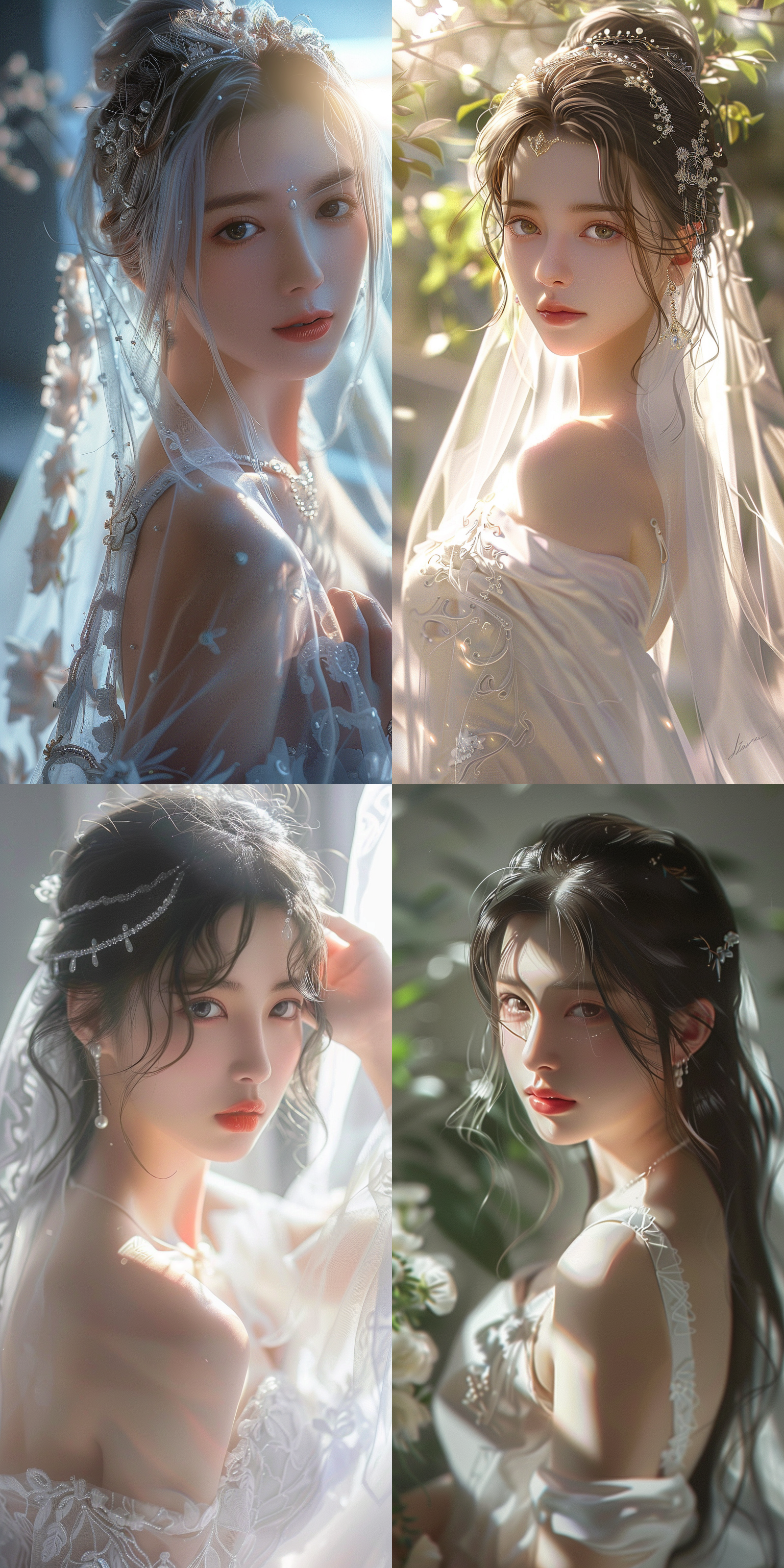 mai,king of fighters,wedding photos, white wedding dress, gentle light shining on the hair, looking at the camera,8k.