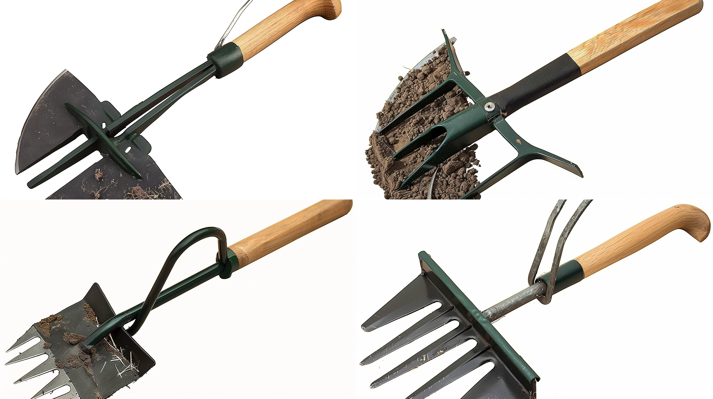 hoe and cultivator hand tiller - carbon steel blade，green grass.