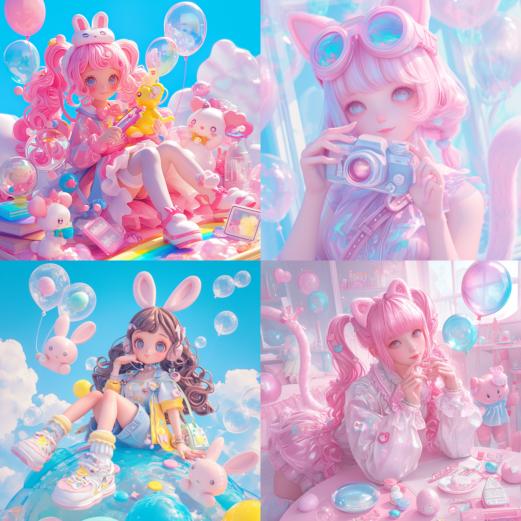 可爱的摄影师，全身，卡哇伊风格，可爱风格，c4d，时尚玩具，潮玩模型，光滑的材质，光泽，精致，数字艺术，超细节