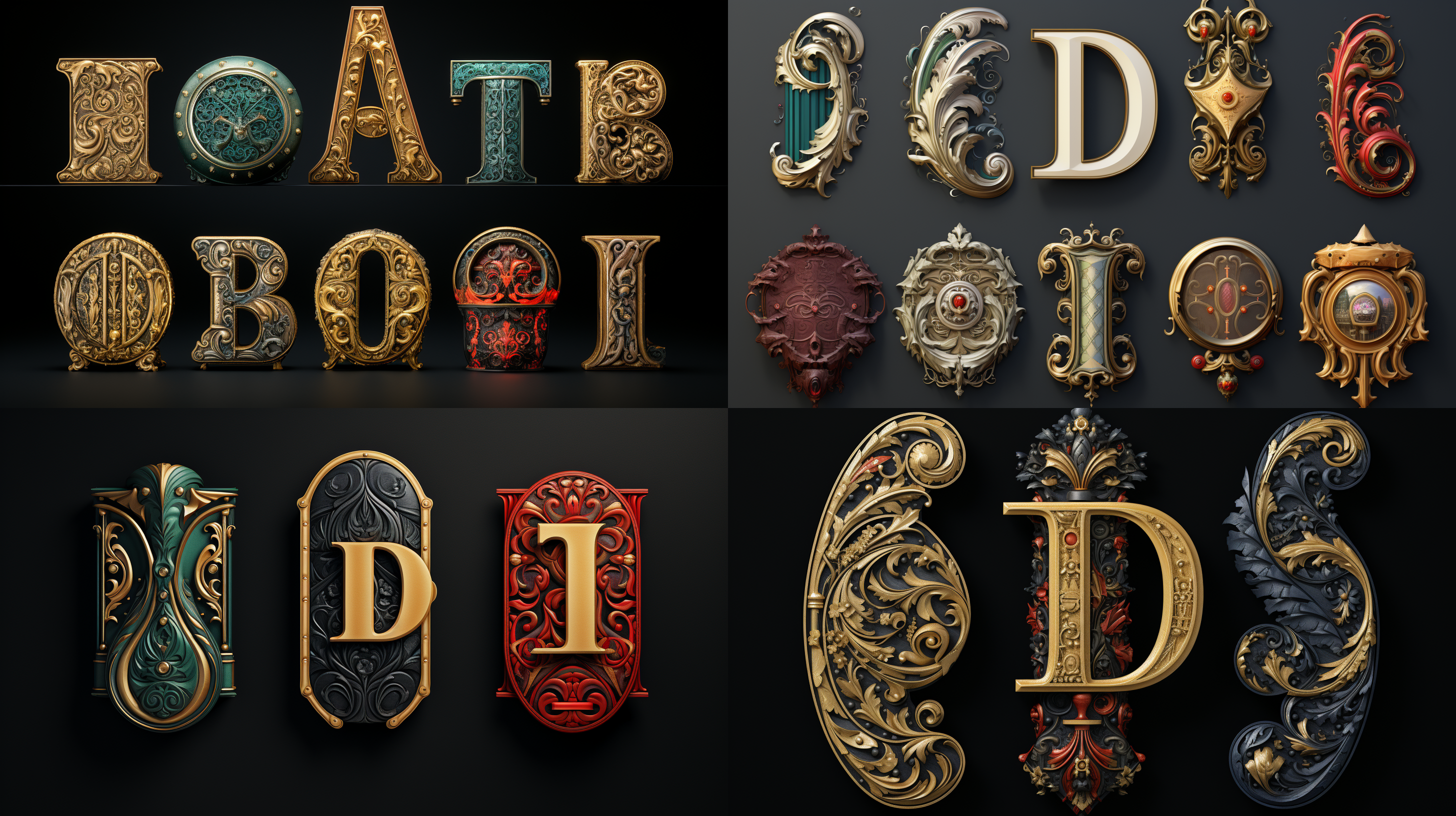 字母“d”作为设计标志的不同风格展示
