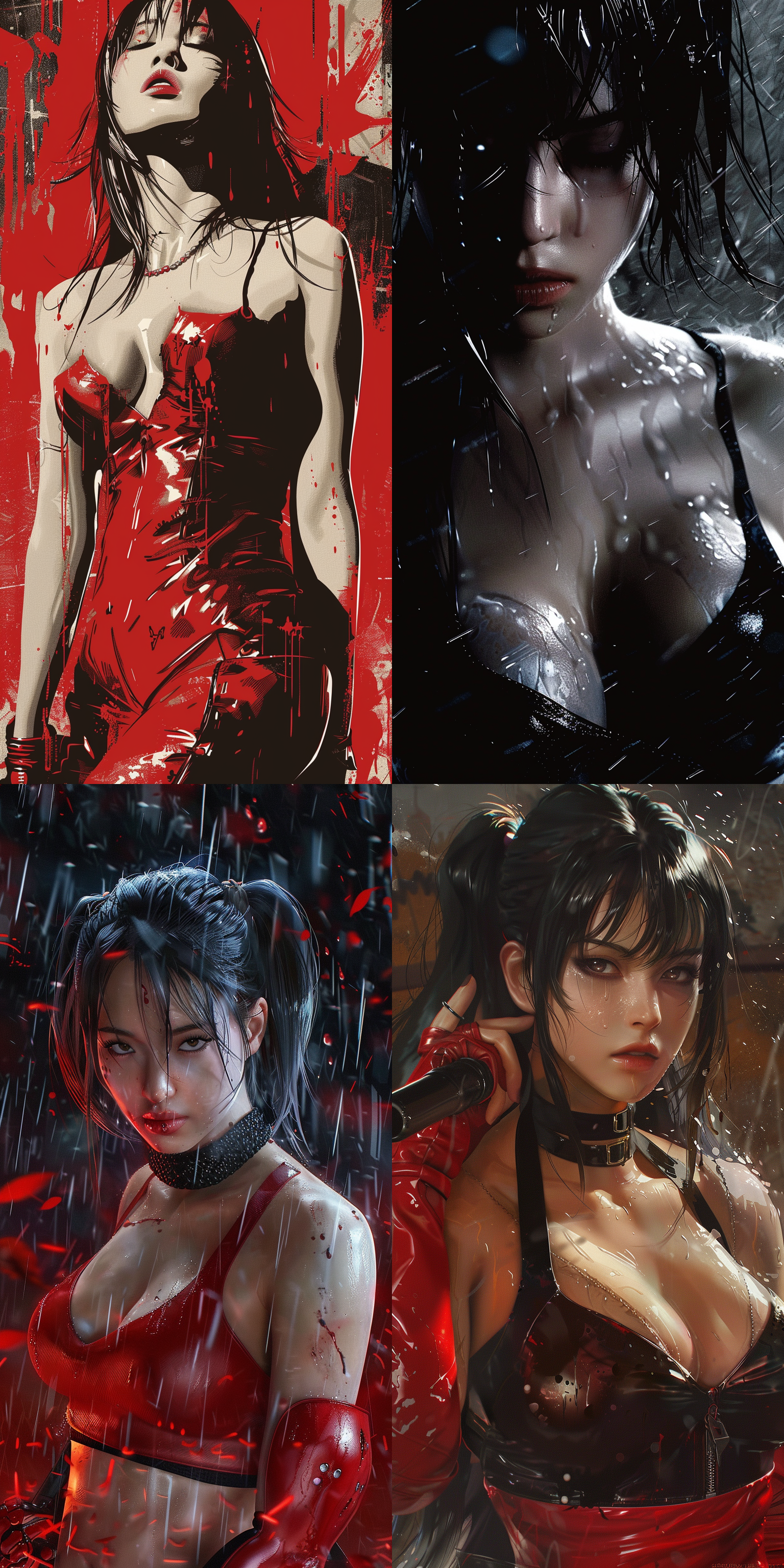 mai,king of fighters,white skin,milking,sin city movie poster,16k.