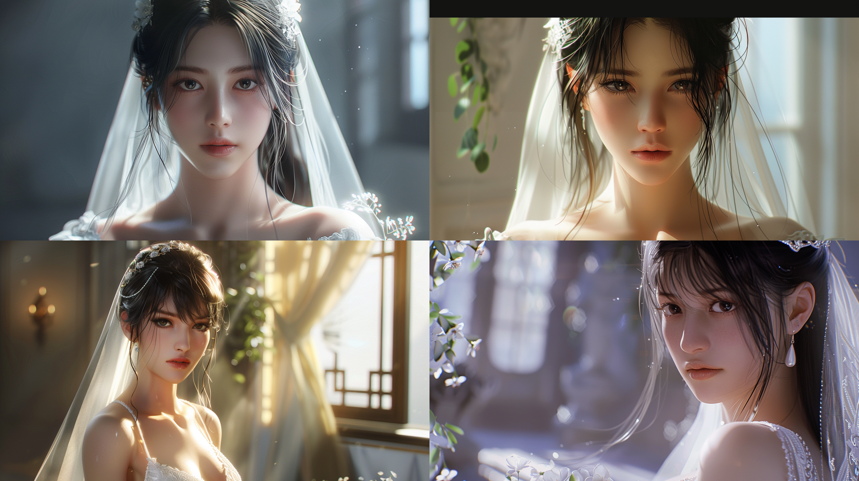 mai,king of fighters,wedding photos, white wedding dress, gentle light shining on the hair, looking at the camera,8k.