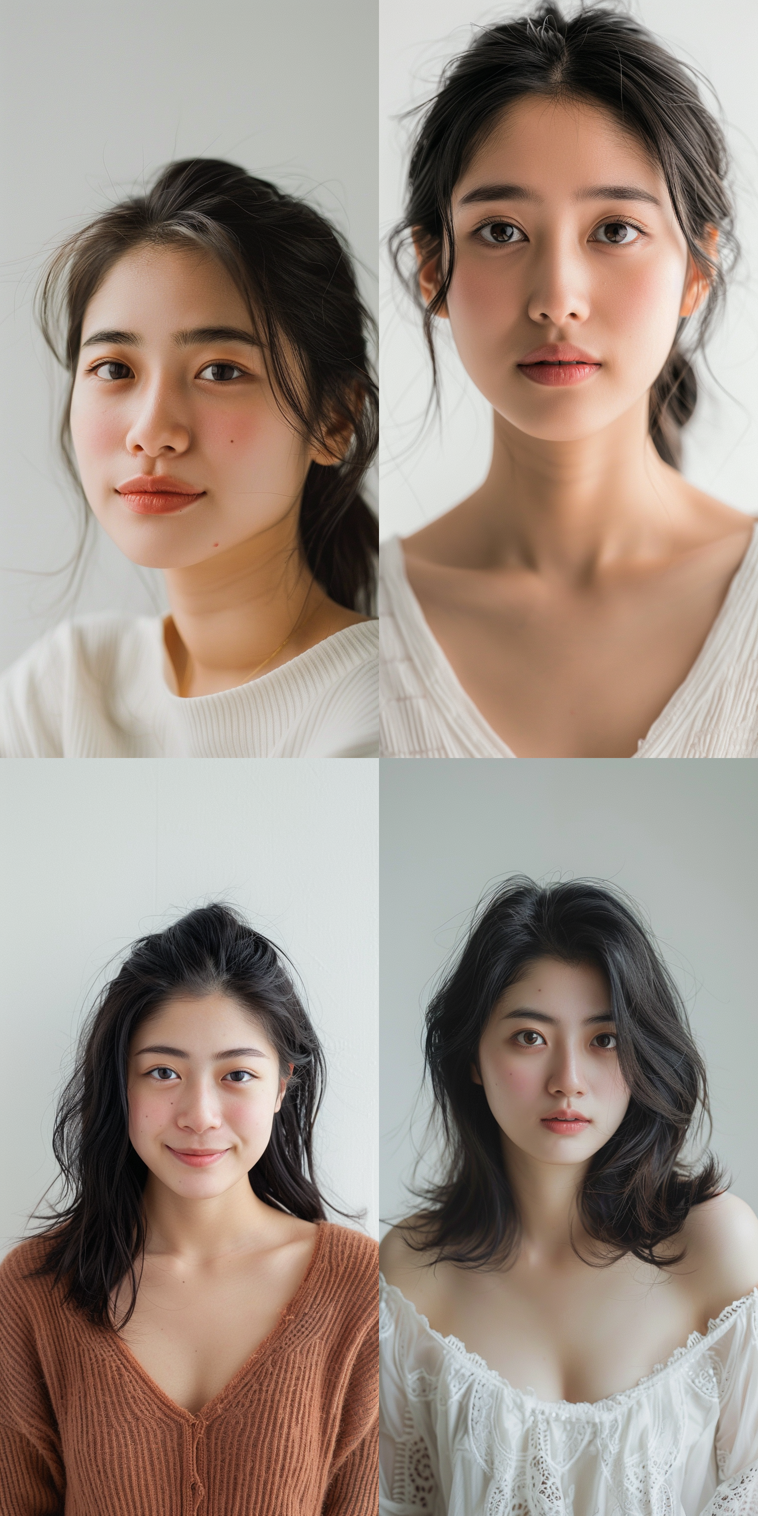 女性、中国女性、正视镜头、写真照、清新自然、温暖笑容、白色背景、室内写真、表情自然、中画幅镜头、4k超清、真实质感、人物肖像、