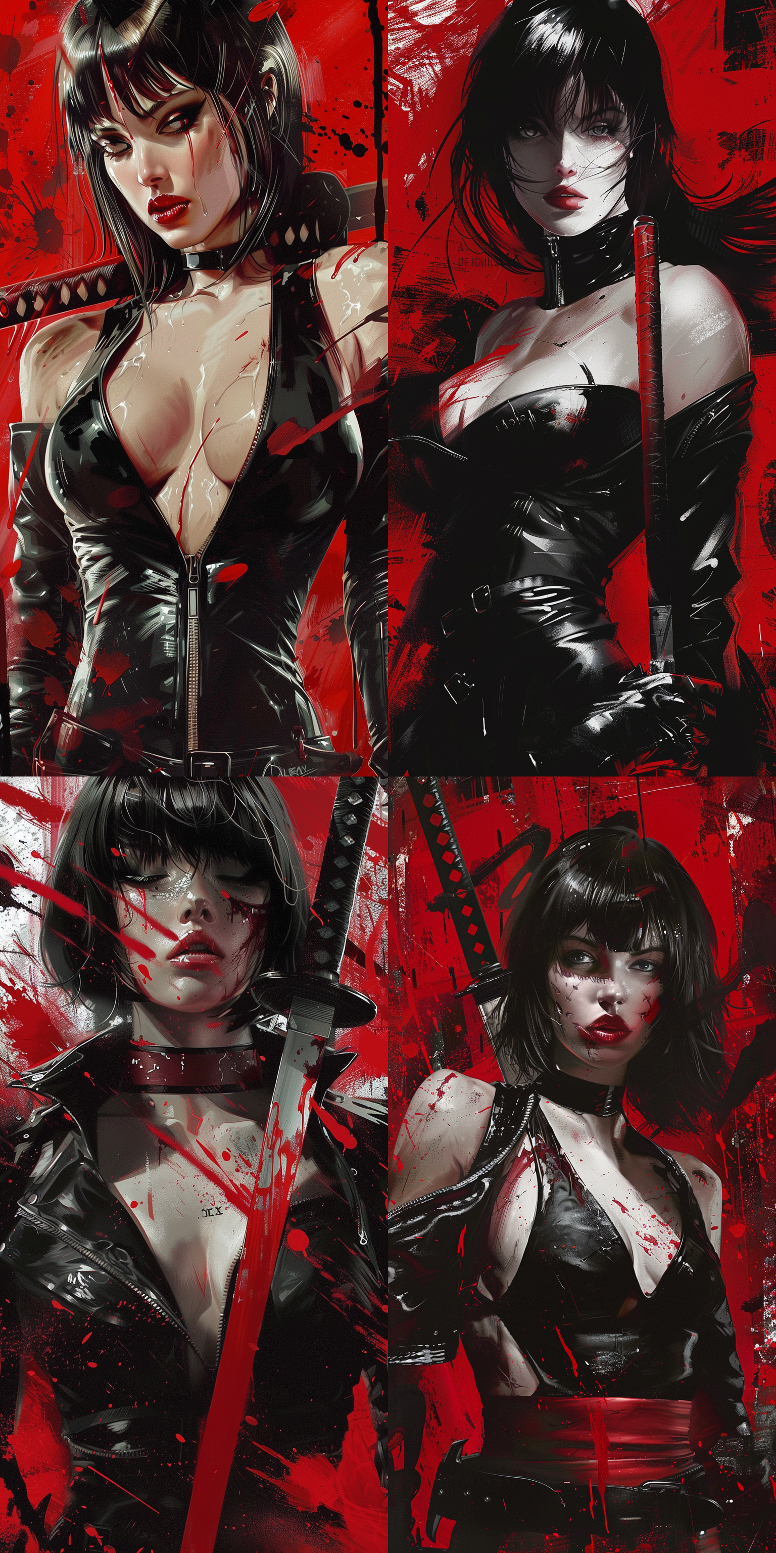 mai,king of fighters,white skin,milking,sin city movie poster,16k.