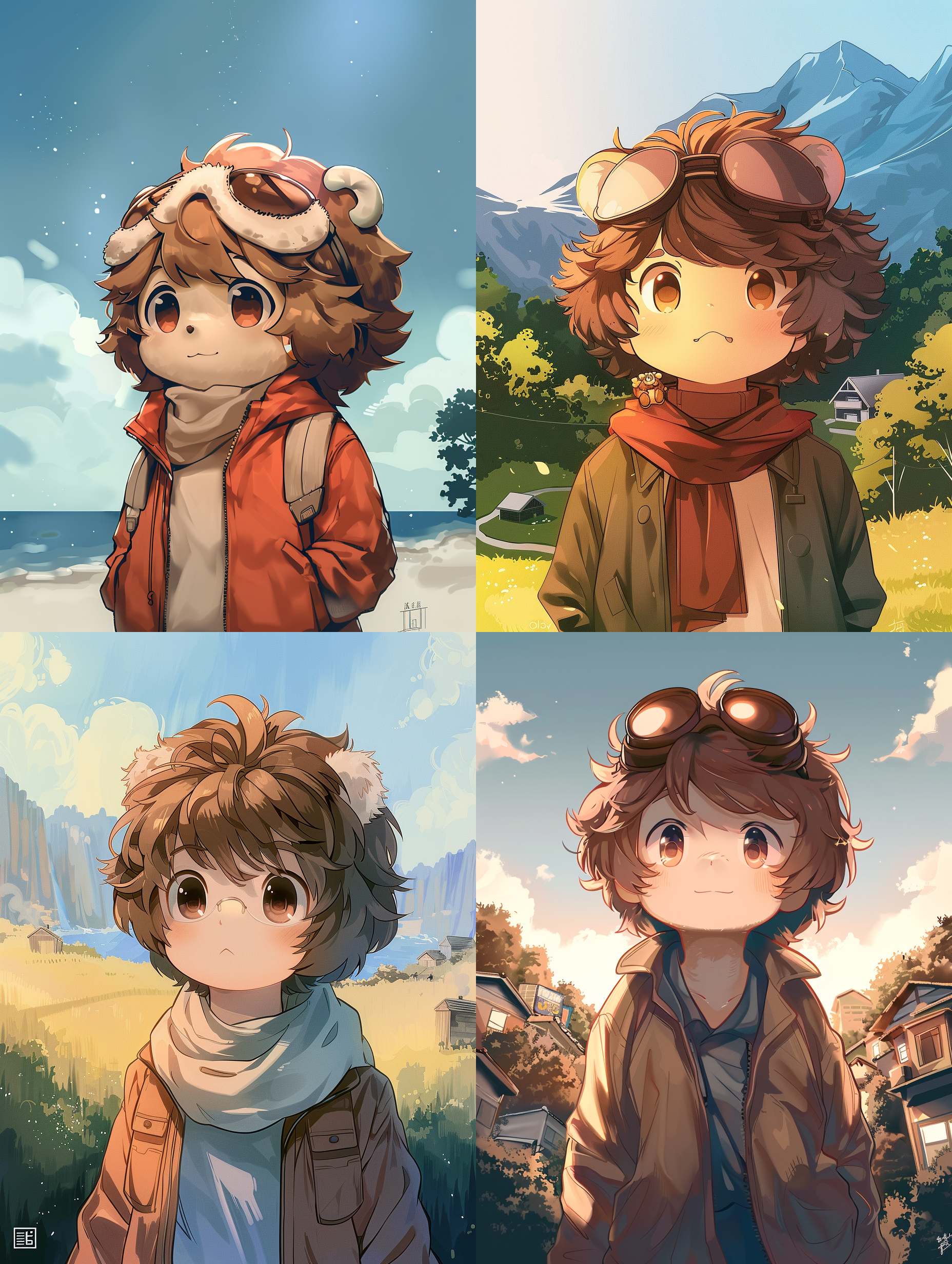 imagine prompt spring,gradient background, green blue tone, bright, sunny day, water, large sky, cabin, animal, pasture, meadow, mo untain, villages, wide angle, scenery, natural light, flat illustration,vector illustration, 8k, high definition