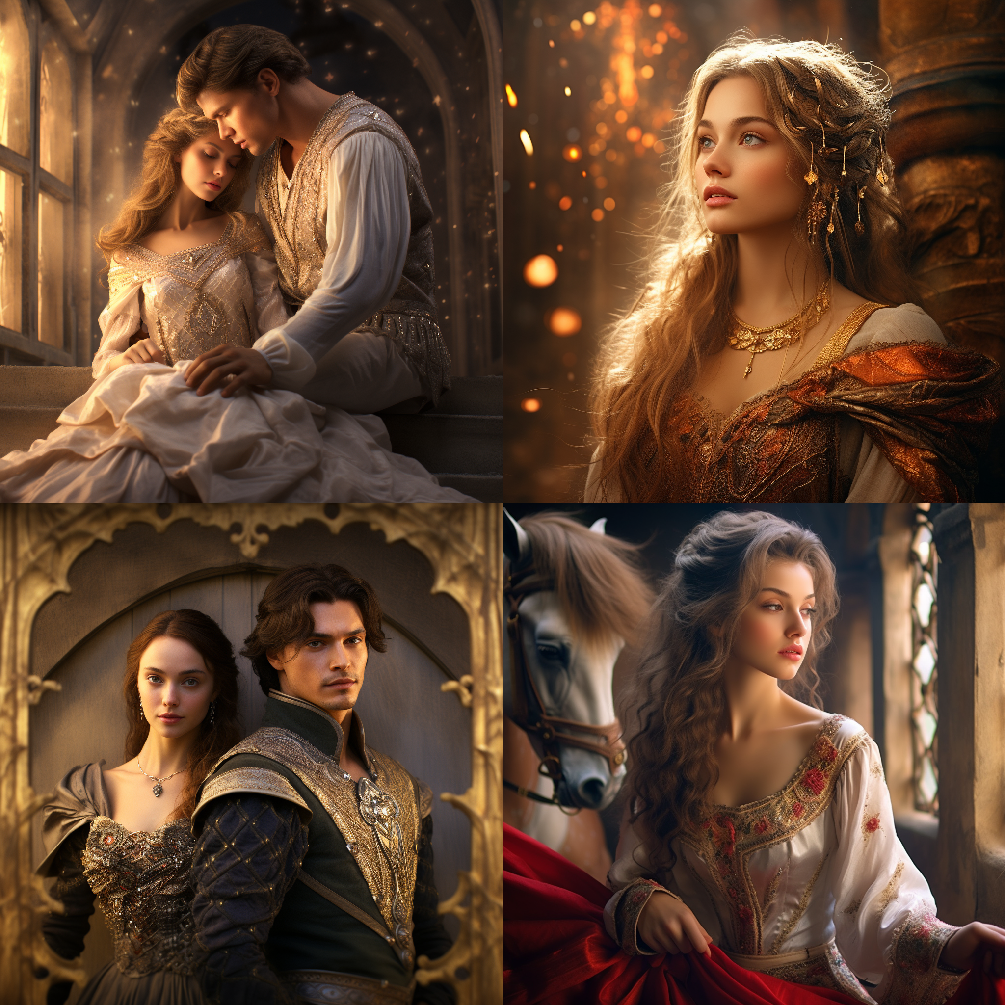 男女穿越，古代风格，华丽服装，闪闪发光，高画质，杰作，高分辨率，古代场景，柔光，浪漫，梦幻，恬静，温暖色调，细节丰富。