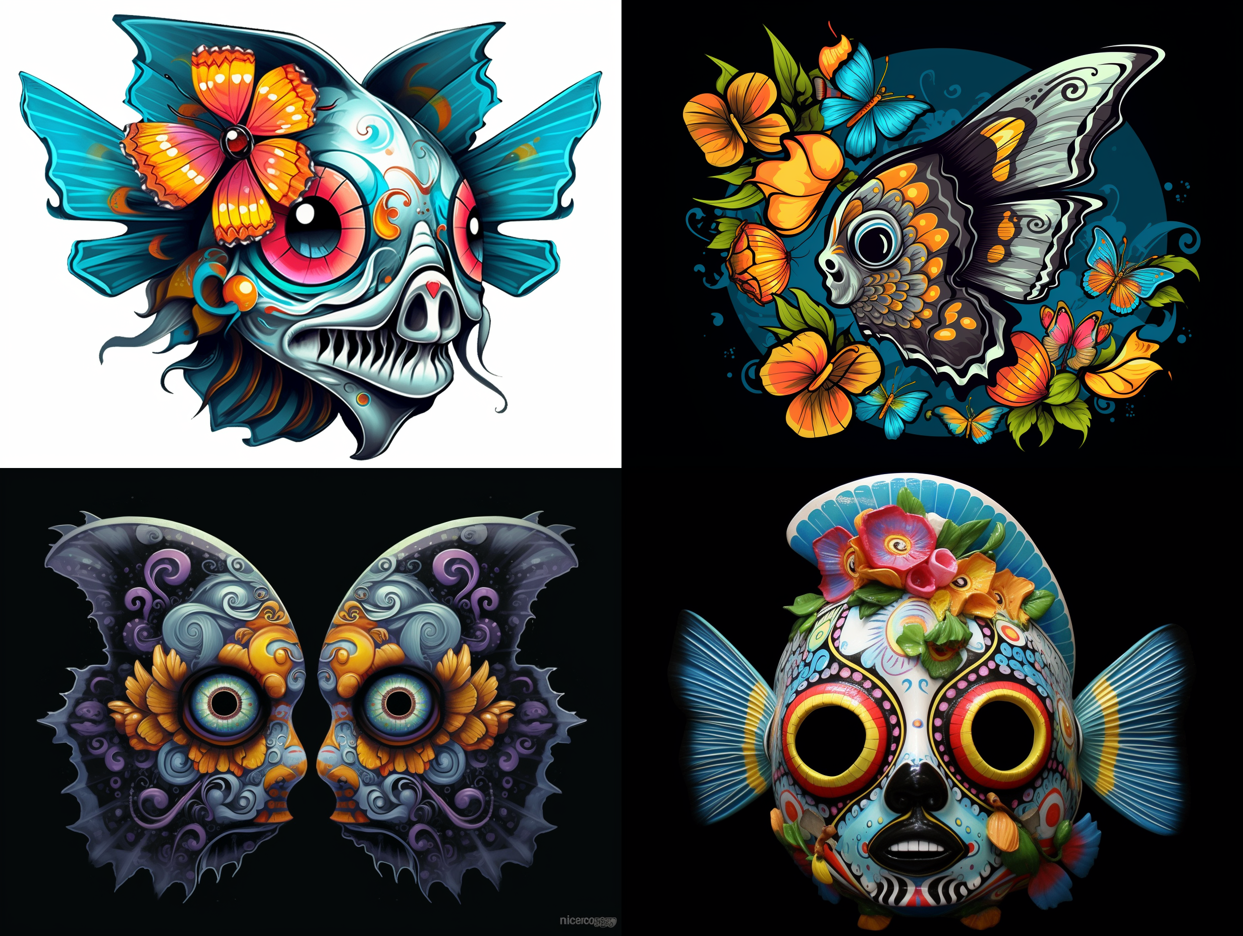 sugar skulls butterfly tropical fish