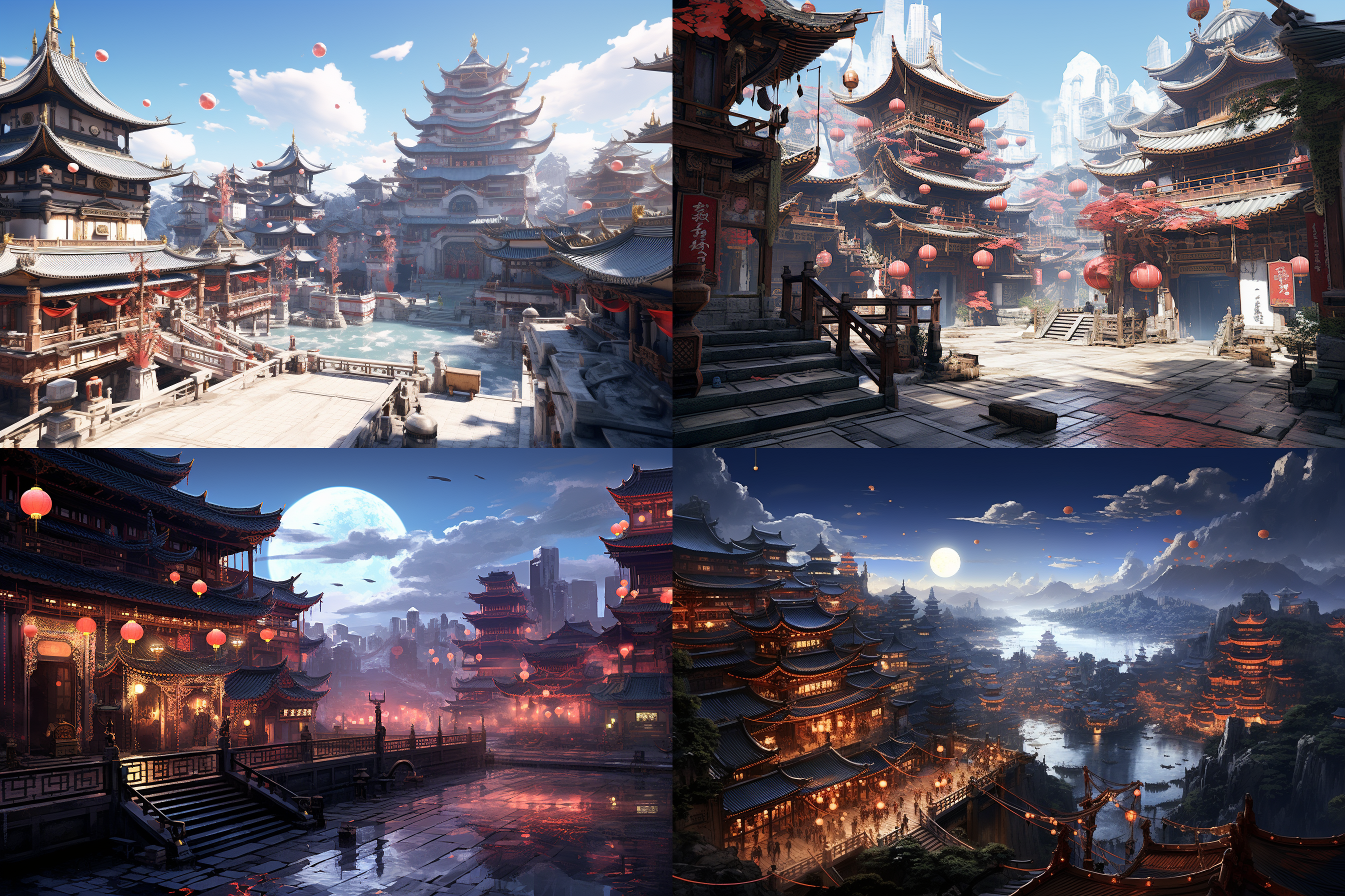 手绘 虚拟世界 淡彩 国风赛博 十五世纪