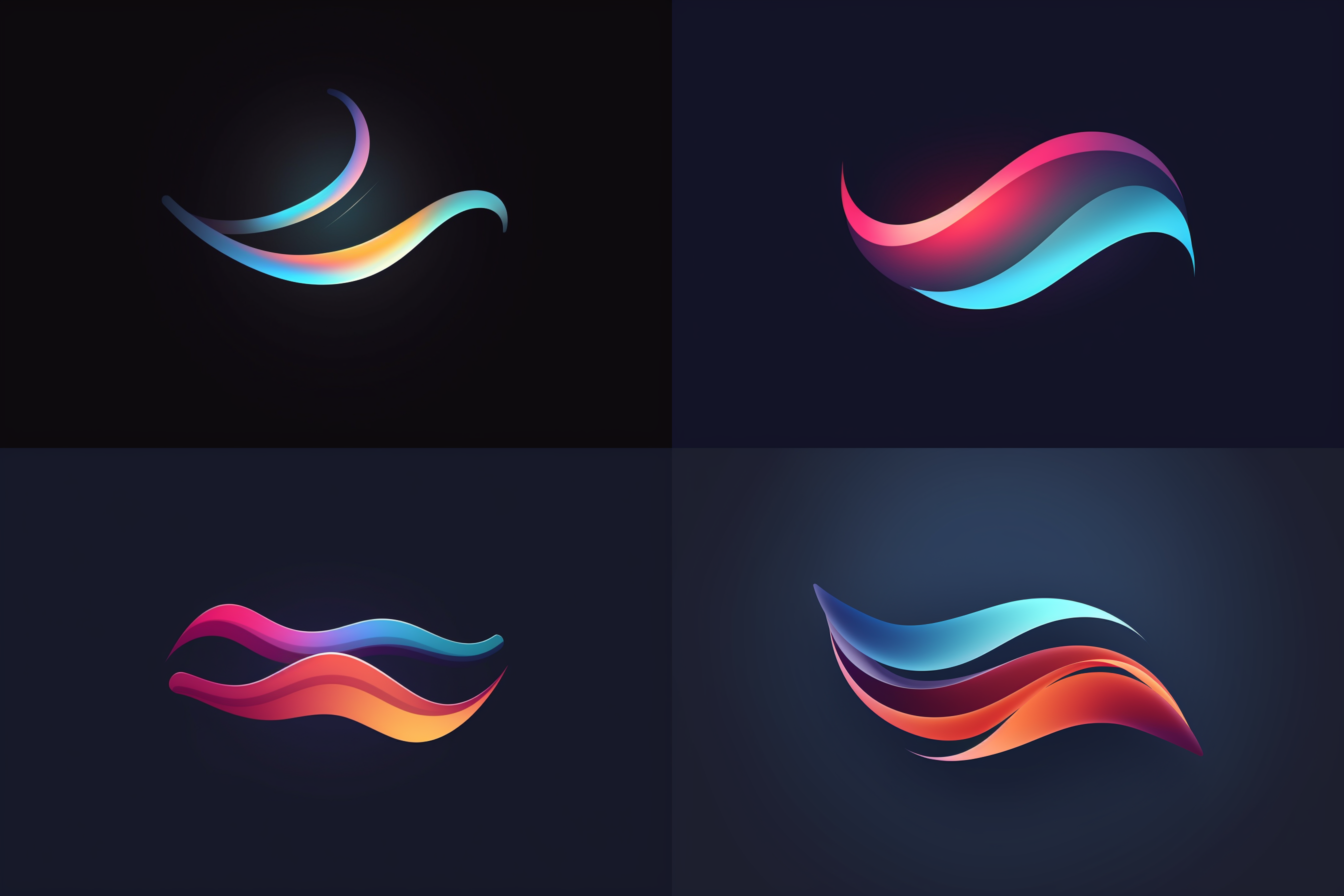 矢量设计logo，全直流变频，超简约，采用流畅波浪曲线的连续丰富色彩。