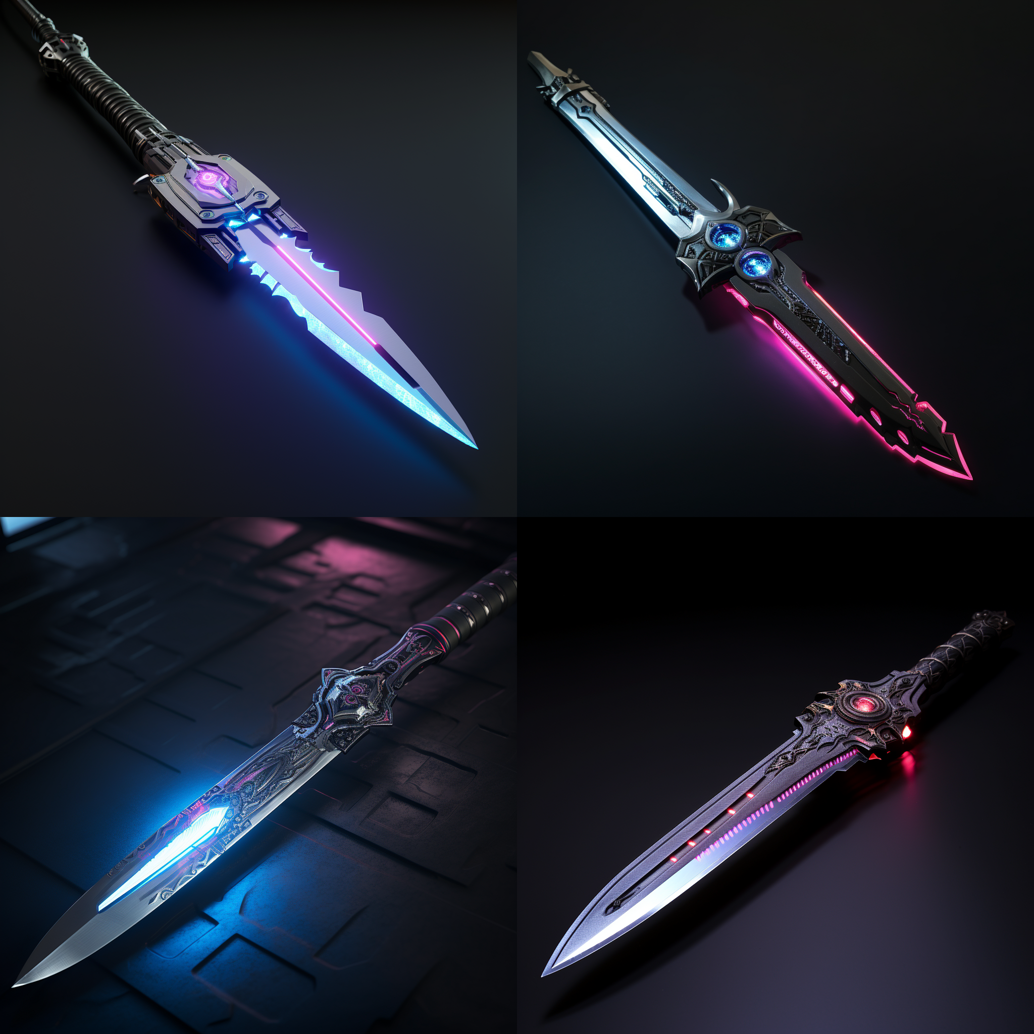 一把直刀，赛博朋克灯光镶嵌在刀身，刀身上有线条灯光装饰，极简背景