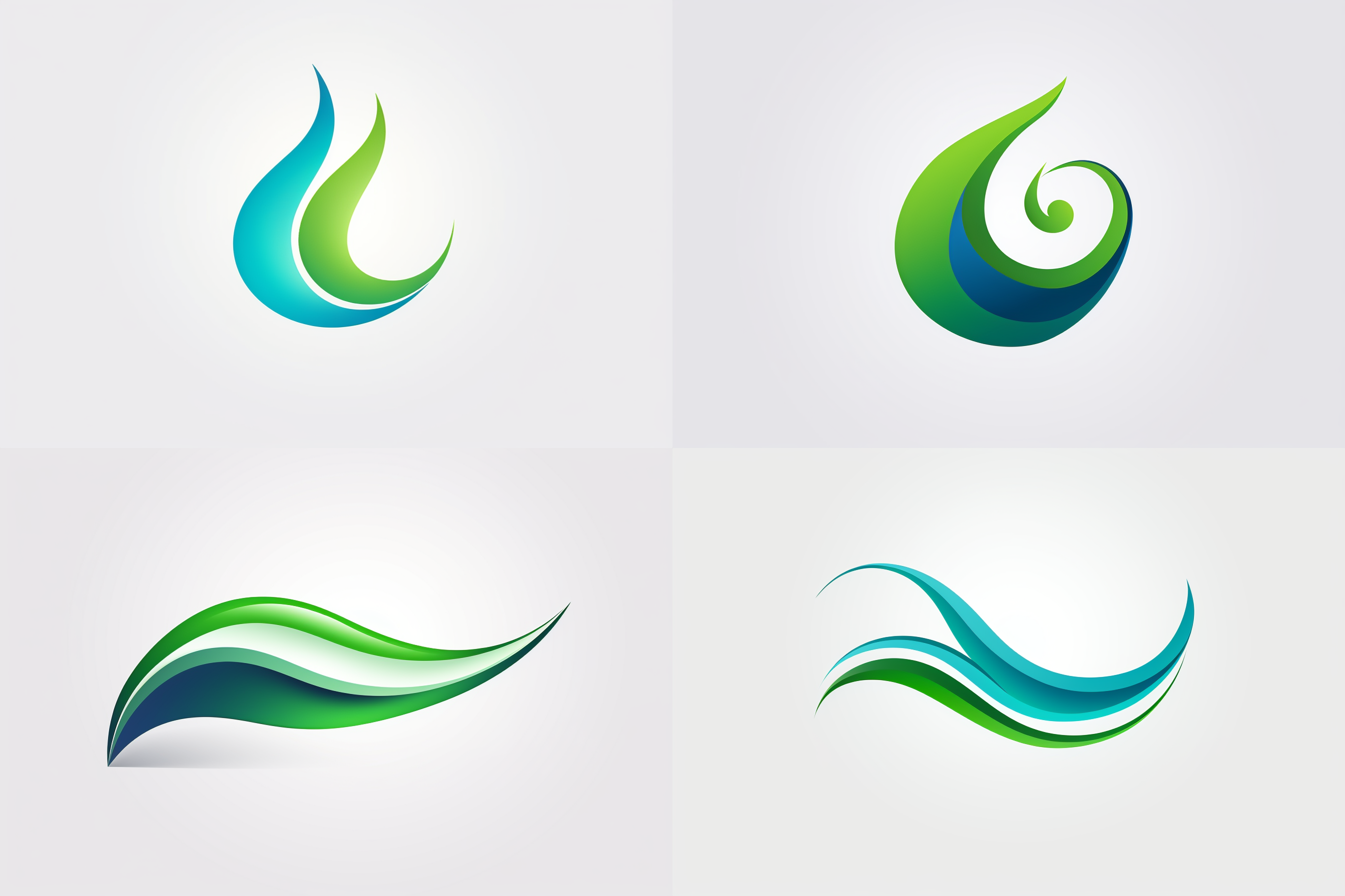 矢量设计logo，绿色节能，超简约，采用流畅波浪曲线的连续丰富色彩。