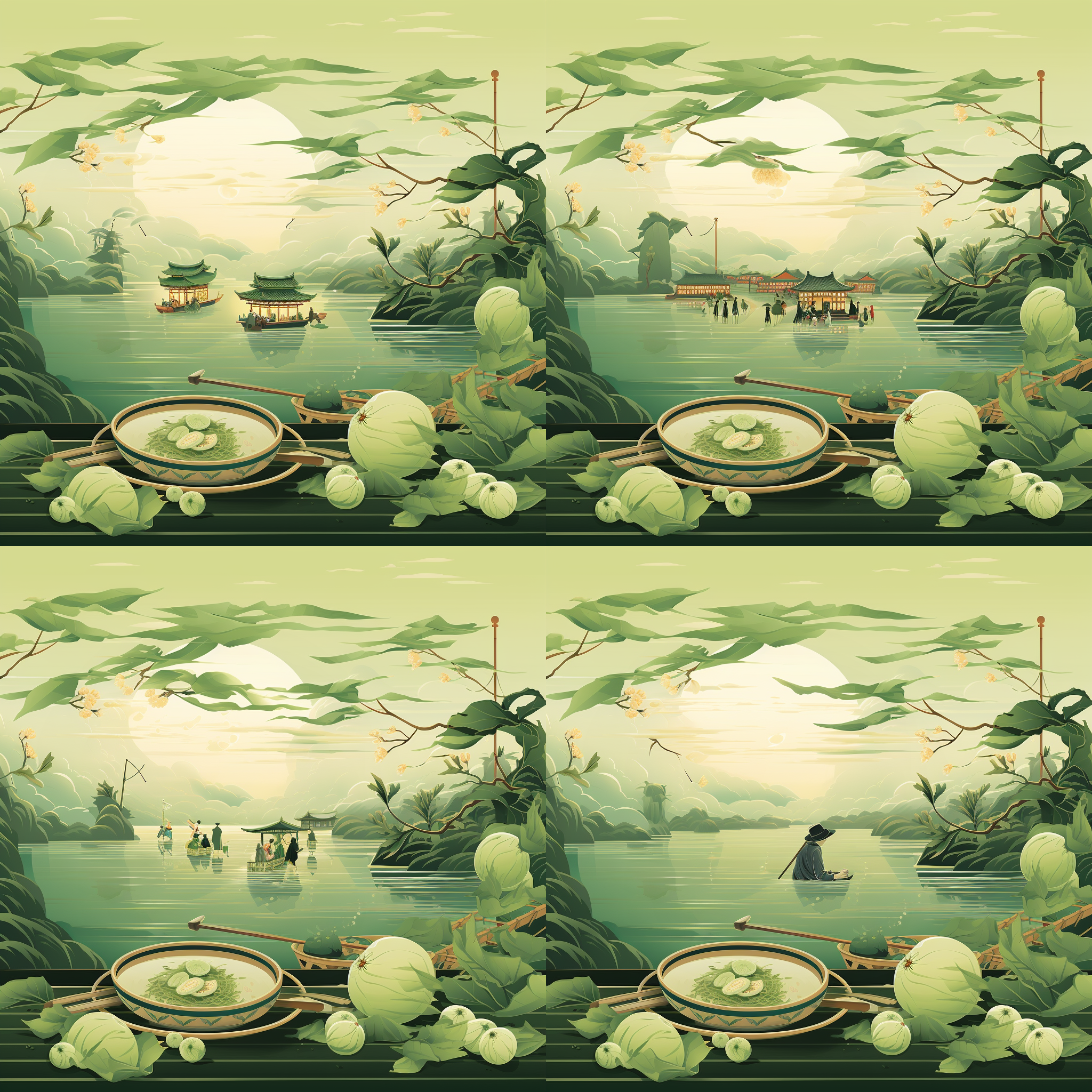 清明诗歌，绿油油青团背景，传统风格，文学主题，中景构图，暖色调，细节丰富，静态，诗意，情感丰富。