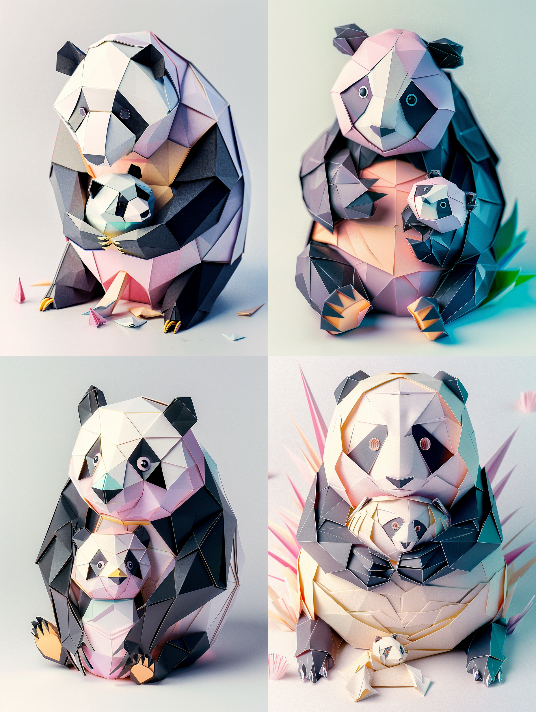 熊猫，超级可爱，纸建模艺术，纸折叠，超级细节，极致细节，高分辨率