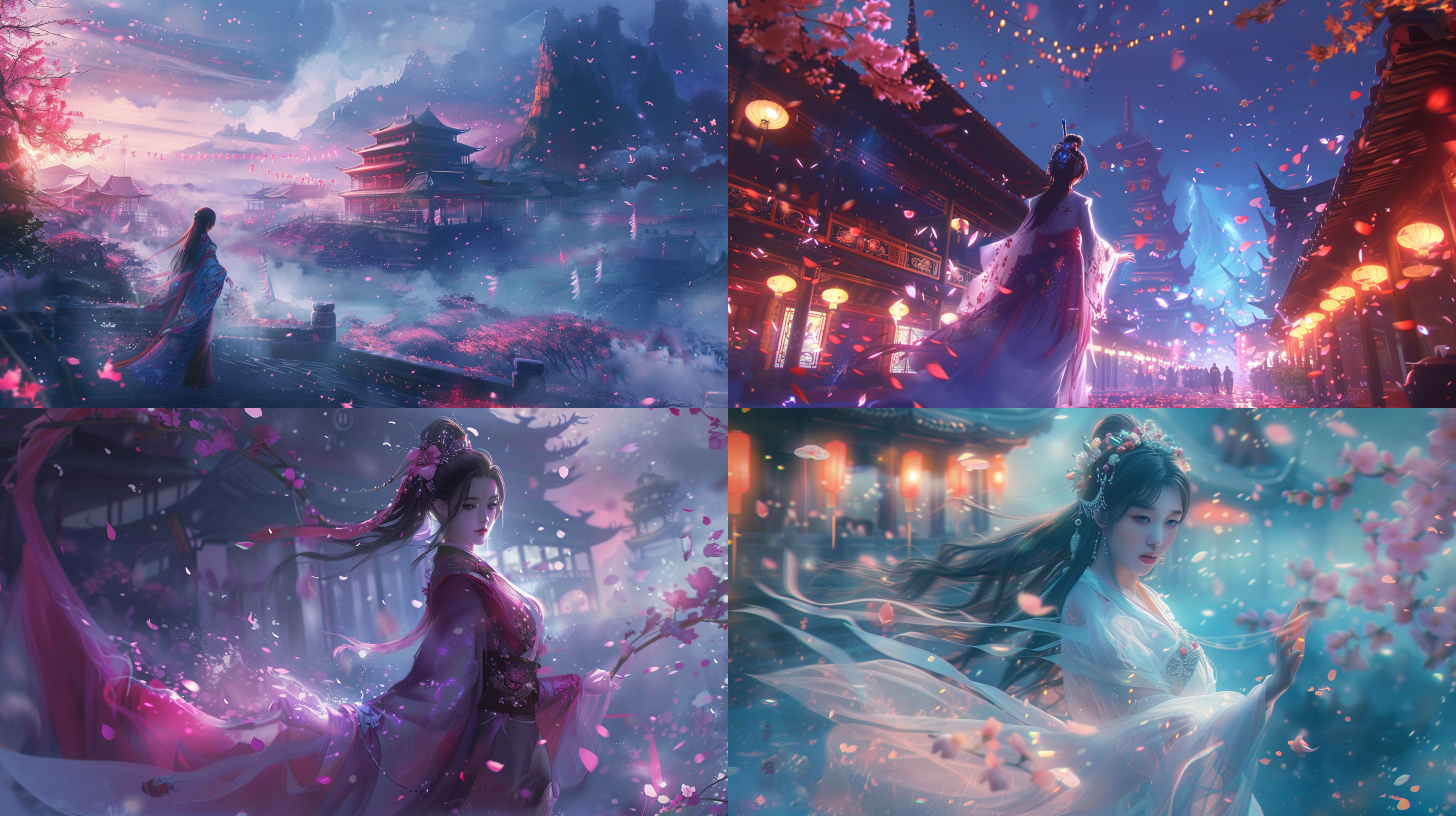 transparent bioluminescent glowing neon 3d vornoi draped in translucent silk ::1 ws, snow, flying petals under the air, a girl, chinese kung fu skill, twisted energy flow visual effect, cinematic light, ai japaness most beautiful girl ln colorfull hanfu, beautiful flower headwear, arts style, amazing epic chinese ancient theme, fantasy style, mertial arts style, temple, chinese dragon ::2 , chinese fairy tale, highly detailed, dynamic expressive, clean lines, highly detailed, dynamic, cinematic, stunning, realistic lighting and shading, vivid, vibrant, octane render, unreal engine, very detailed, concept art, realistic, dramatic light, vivid, vibrant 8k, 35mm lens photorealistic, kodak portra 800, 16k, v - ray, rtx on, ::1,