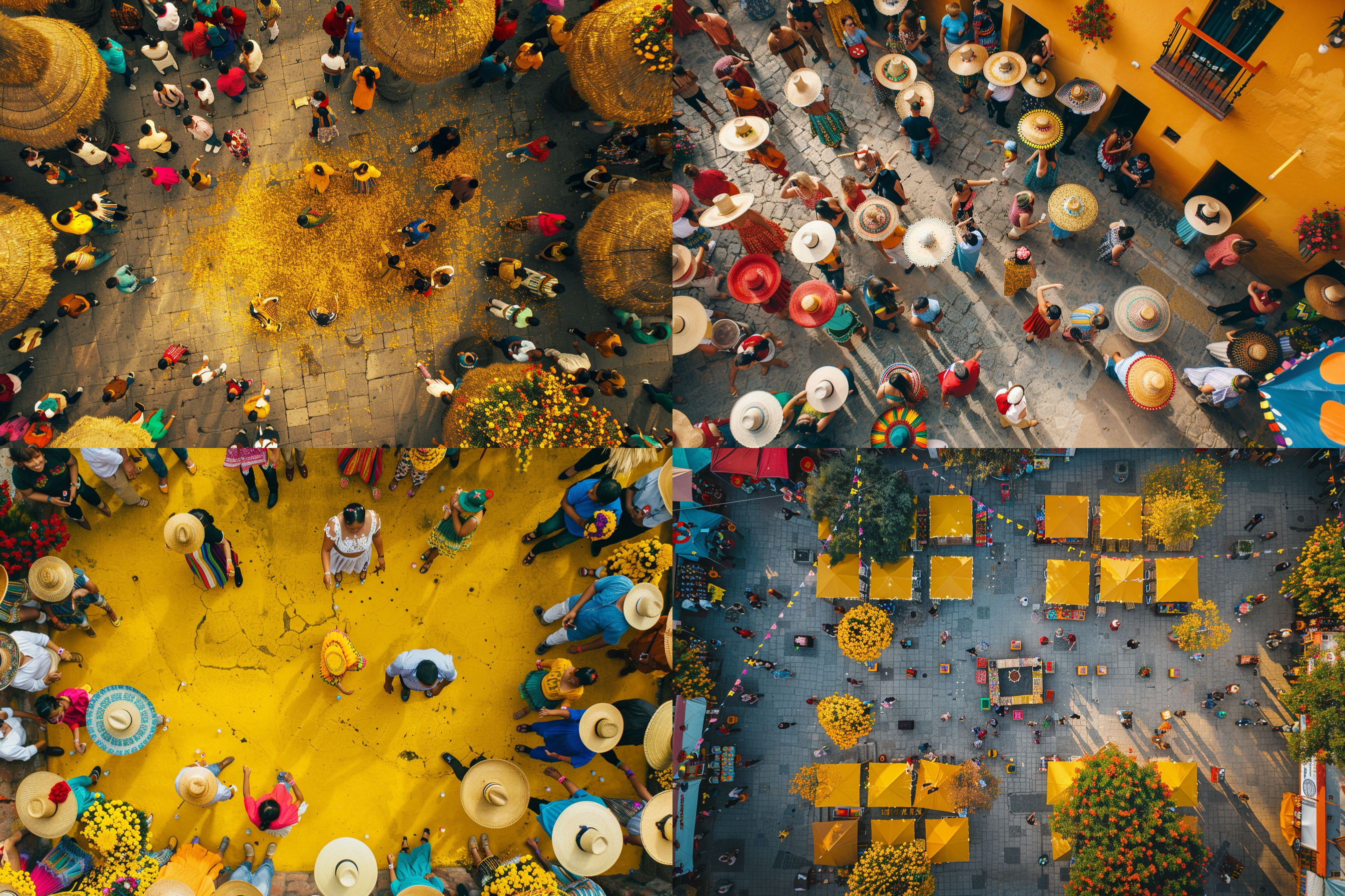 墨西哥节，非常简洁的黄色背景，俯视，高清，8k