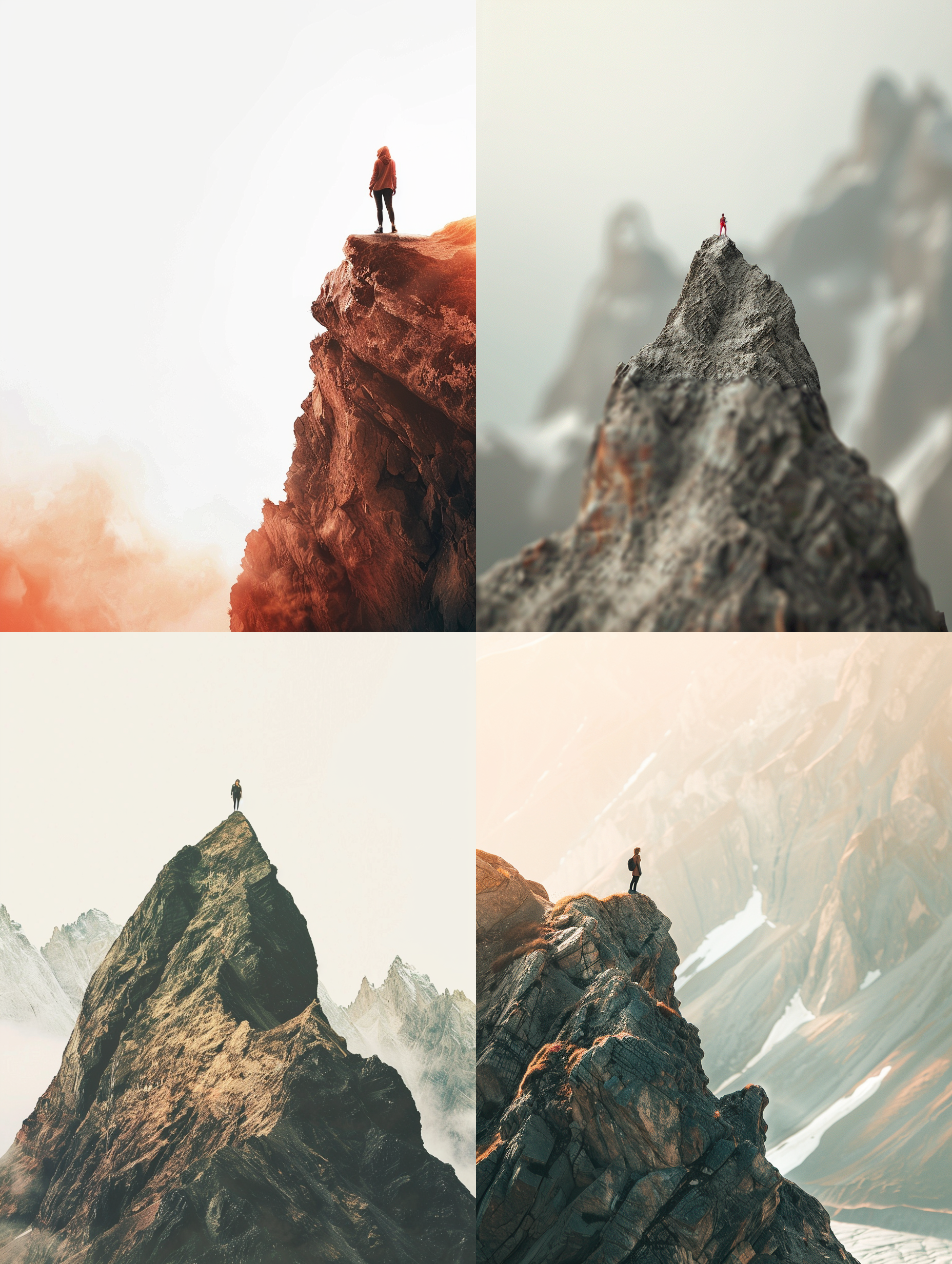 女性，创业，培训，一览众山小，白色背景，暖色调，远焦镜头，挑战，自信，坚定