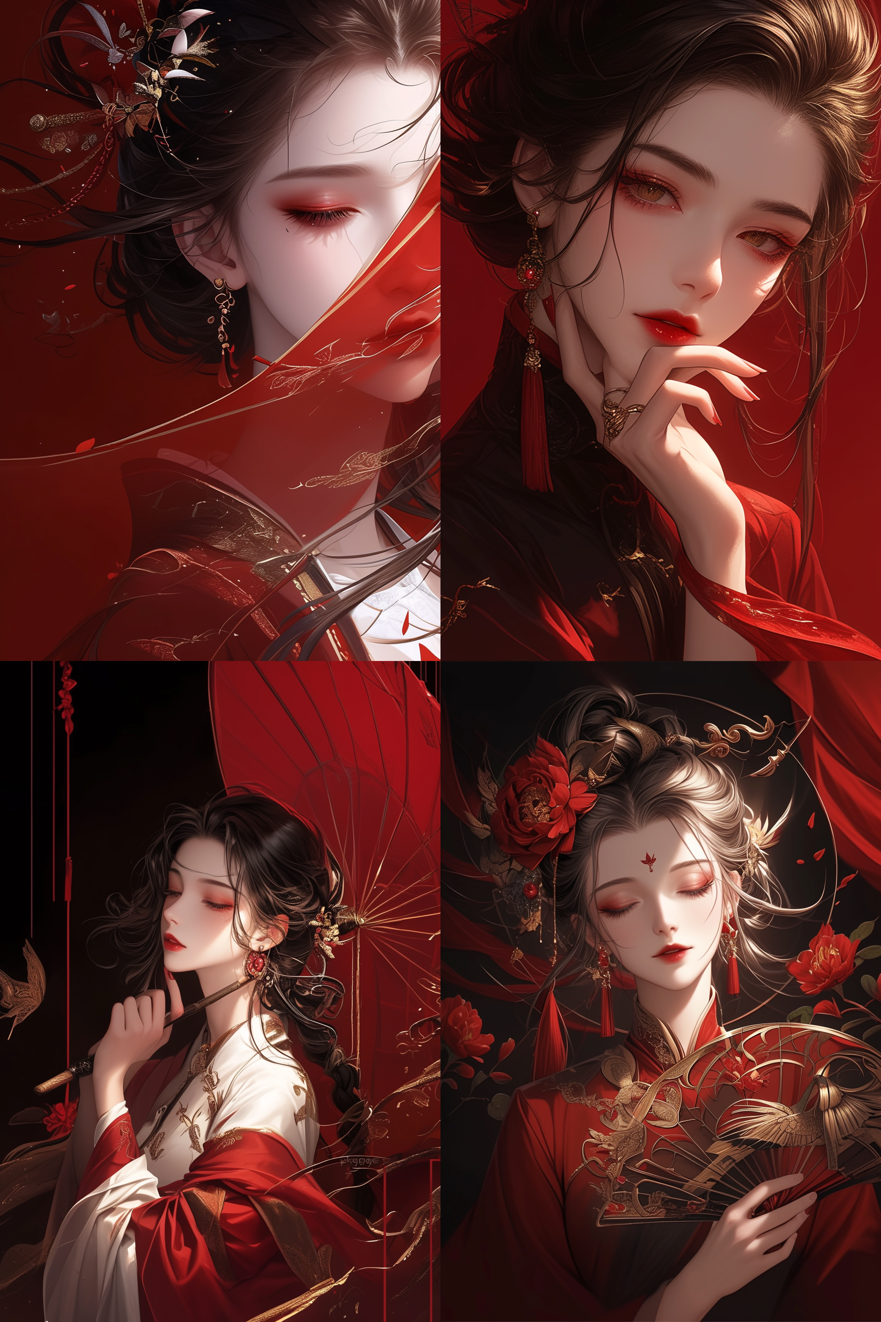 闭眼，魅力，幸福感，一世红妆，光影对比，柔光